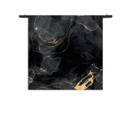 Wandkleed Abstract Marmer Look Zwart met Goud 01 Rechthoek Vierkant