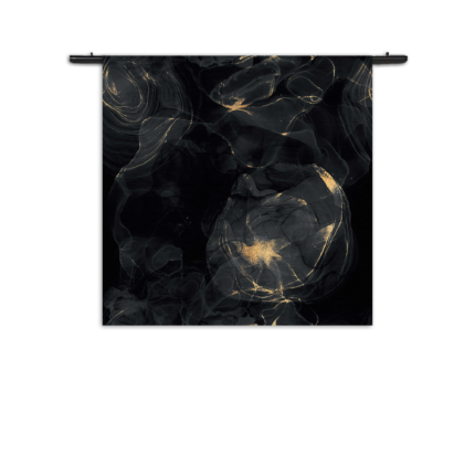 Wandkleed Abstract Marmer Look Zwart met Goud 02 Rechthoek Vierkant