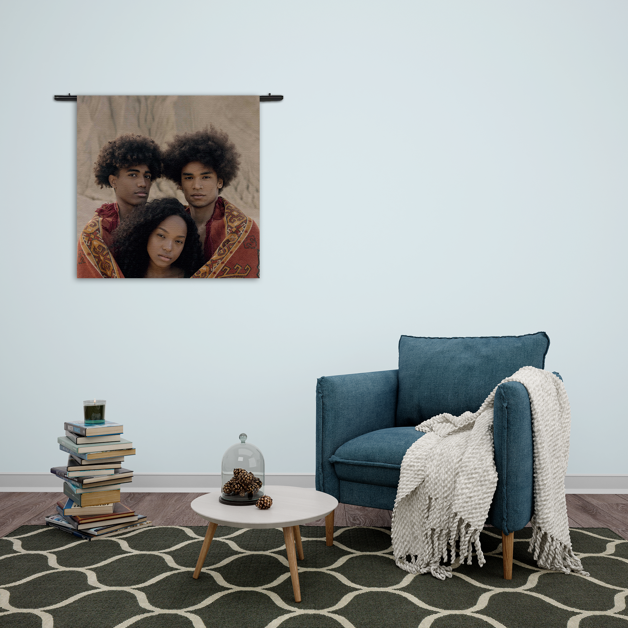 Wandkleed Afro's in de Woestijn met Persisch tapijt Rechthoek Vierkant Template Vierkant Rond Mensen 10 2