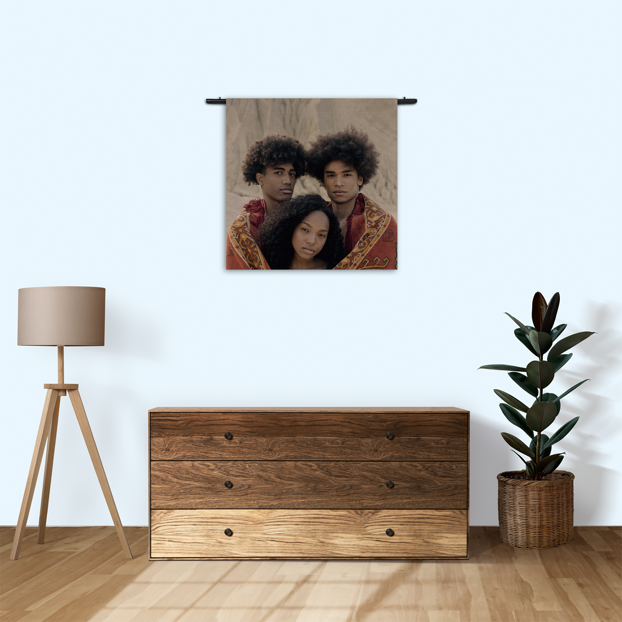 Wandkleed Afro's in de Woestijn met Persisch tapijt Rechthoek Vierkant Template Vierkant Rond Mensen 10 3