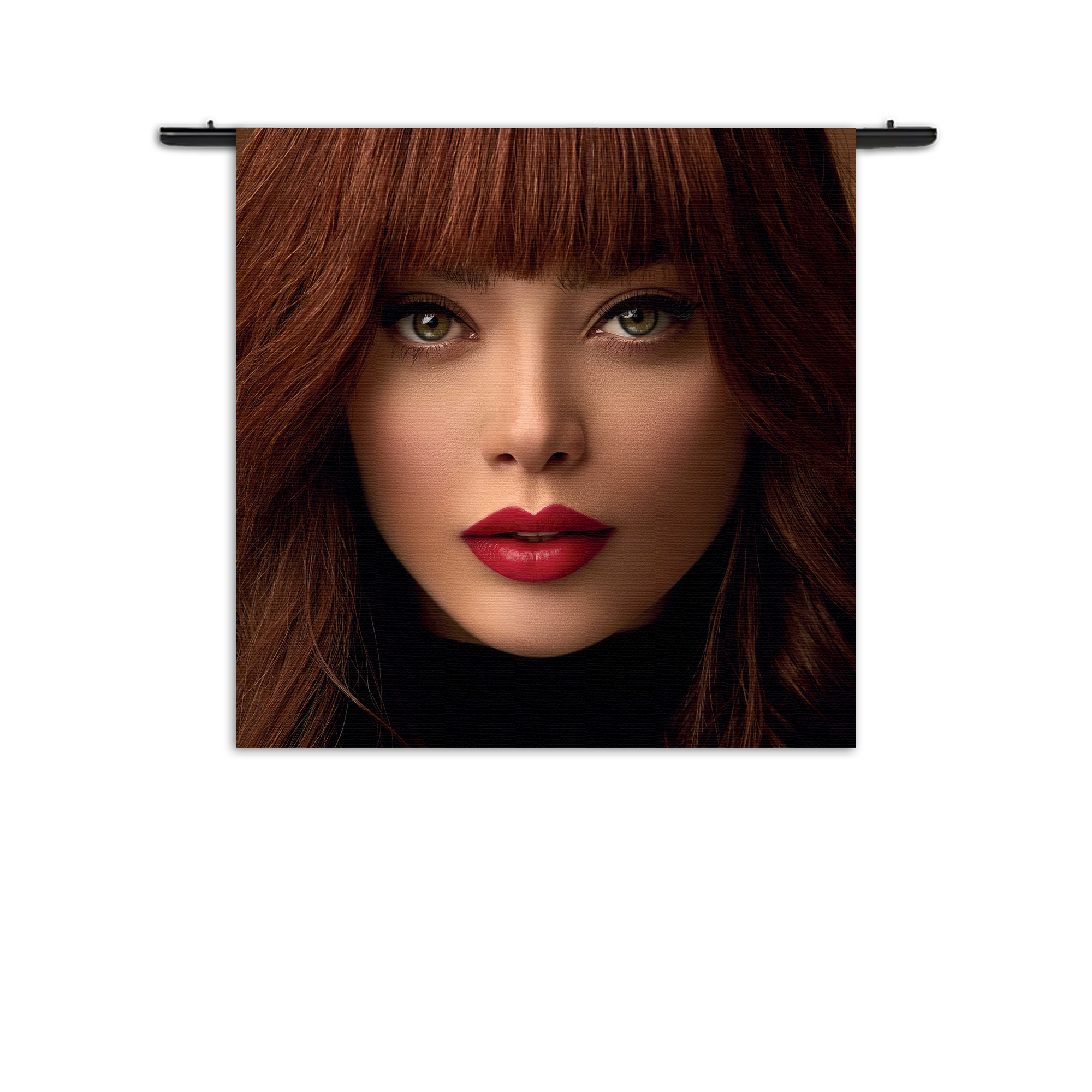 Wandkleed Mooie Vrouw Met Oranje Haar Rechthoek Vierkant