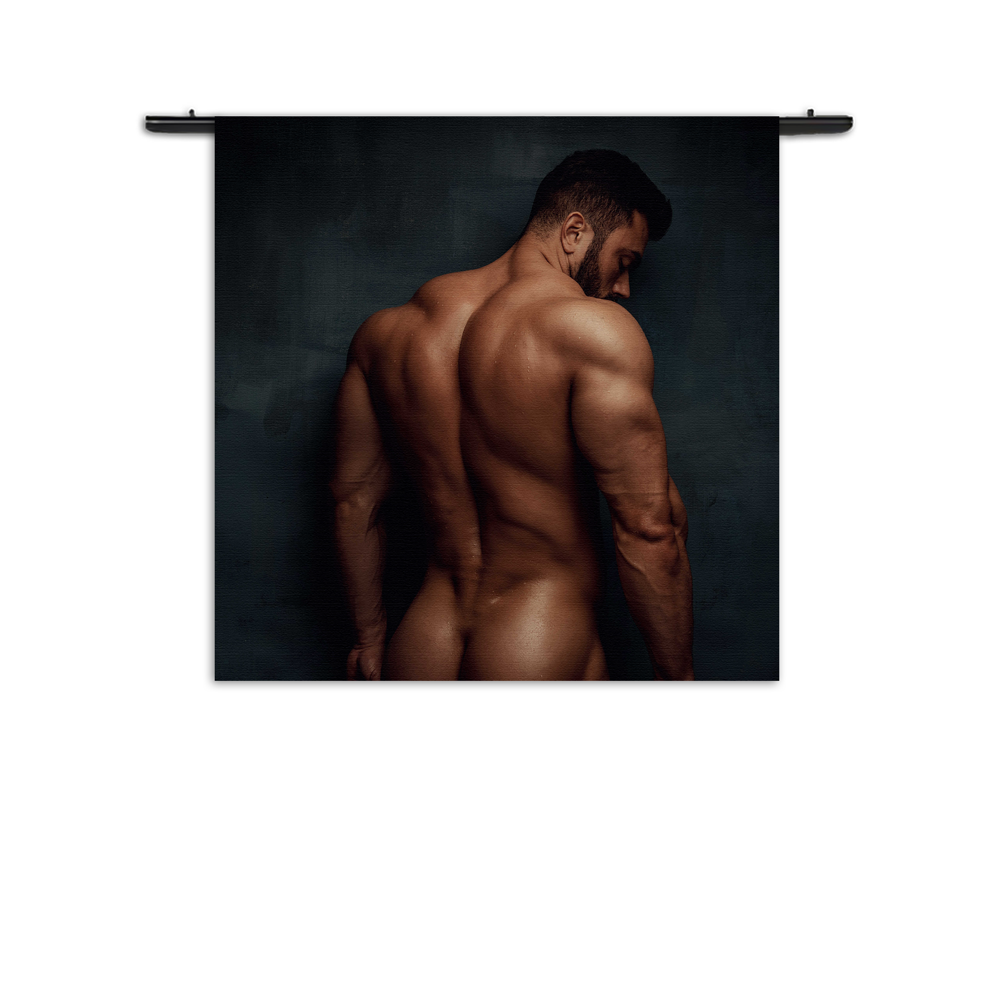 Template_Vierkant_Rond_Mensen_39-1 Wandkleed Blote Man Van De Achterzijde Rechthoek Vierkant