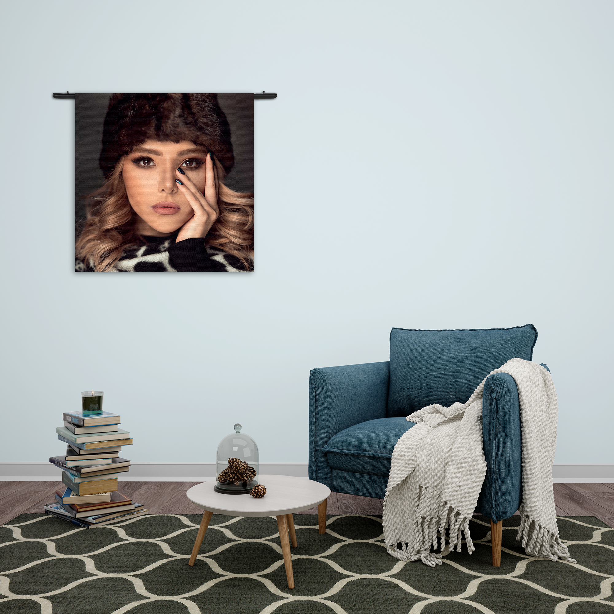 Wandkleed Sexy Blonde Dame Met Oosterse Muts Rechthoek Vierkant Template Vierkant Rond Mensen 6 2