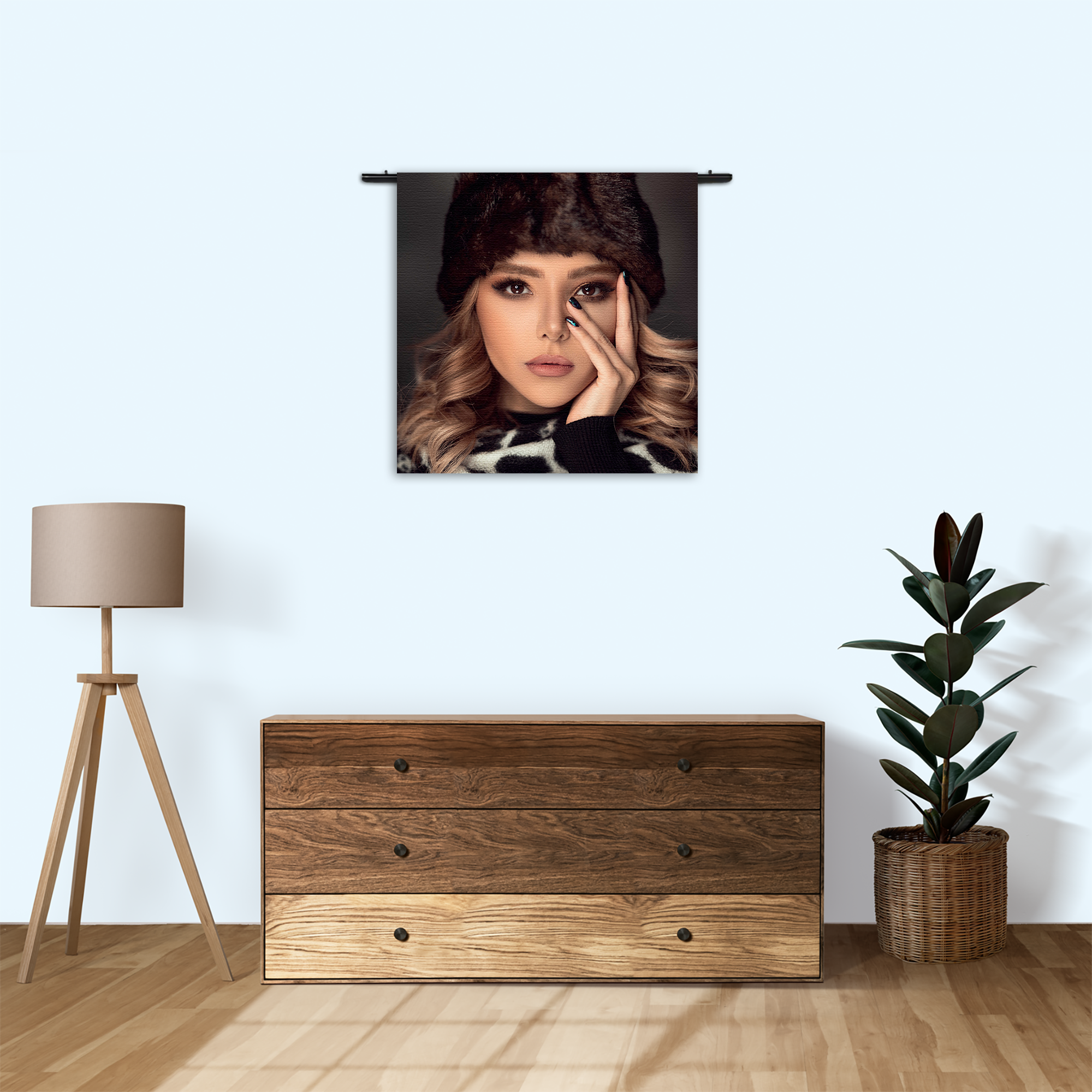 Wandkleed Sexy Blonde Dame Met Oosterse Muts Rechthoek Vierkant Template Vierkant Rond Mensen 6 3