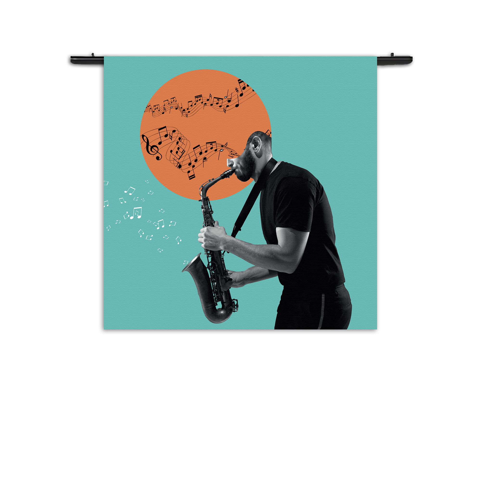 Wandkleed Saxofonist Rechthoek Vierkant