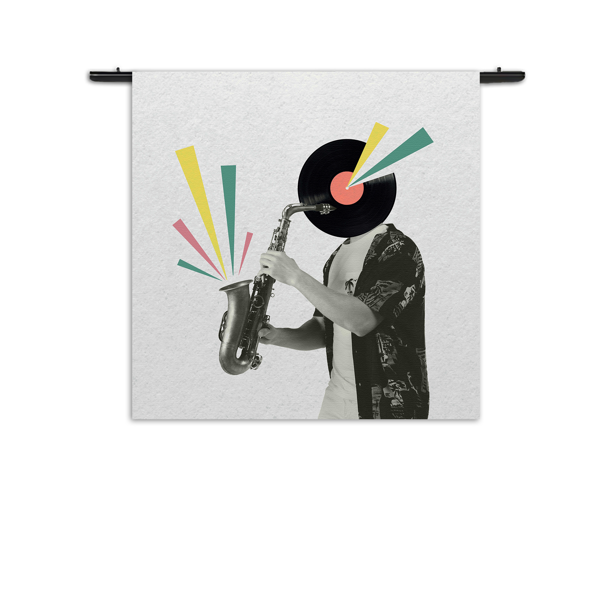 Template_Vierkant_Rond_Muziek_11-1 Wandkleed De saxofoon Rechthoek Vierkant