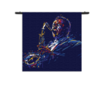Wandkleed Kleurrijke Saxofonist 01 Rechthoek Vierkant