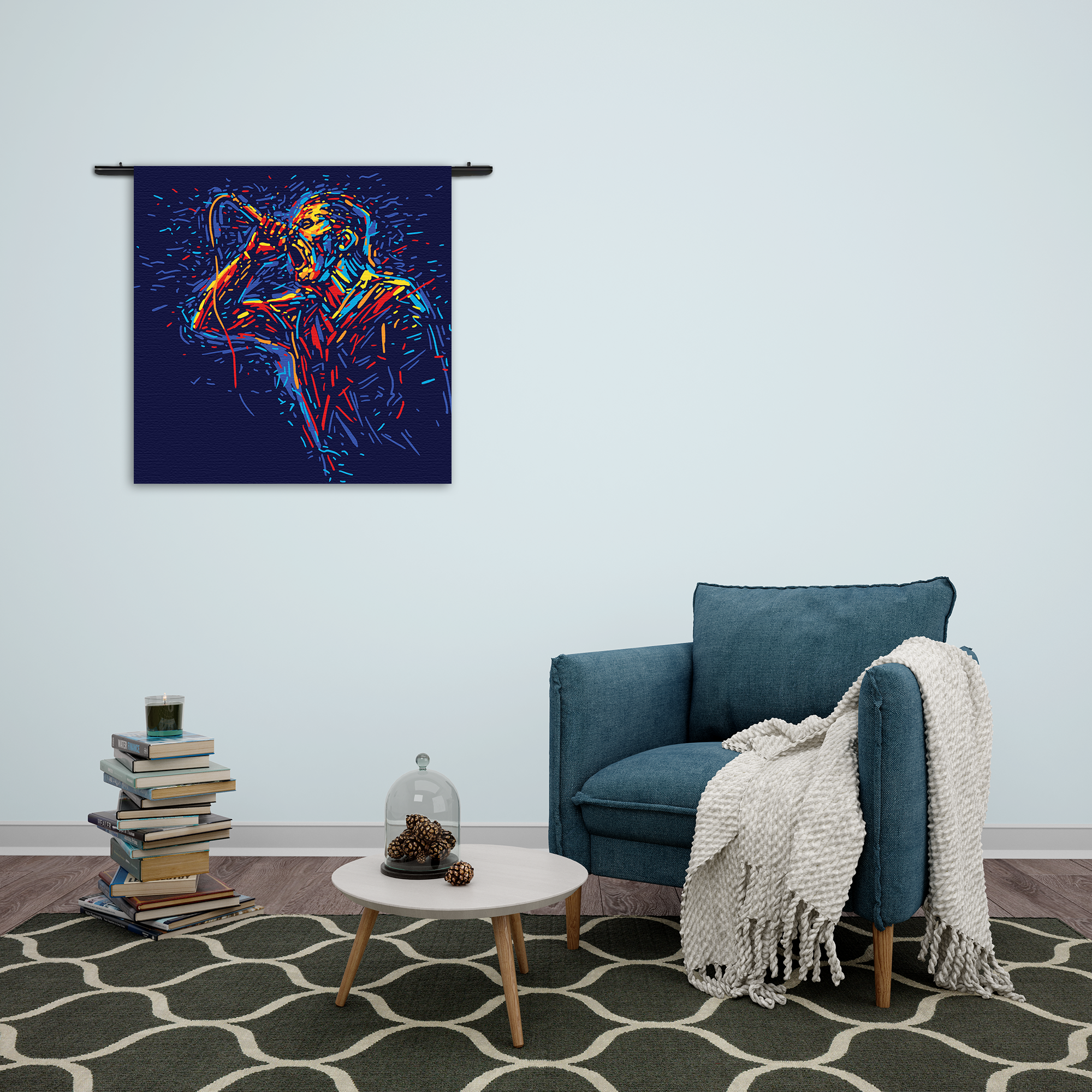 Wandkleed Kleurrijke Zanger 01 Rechthoek Vierkant Template Vierkant Rond Muziek 16 2