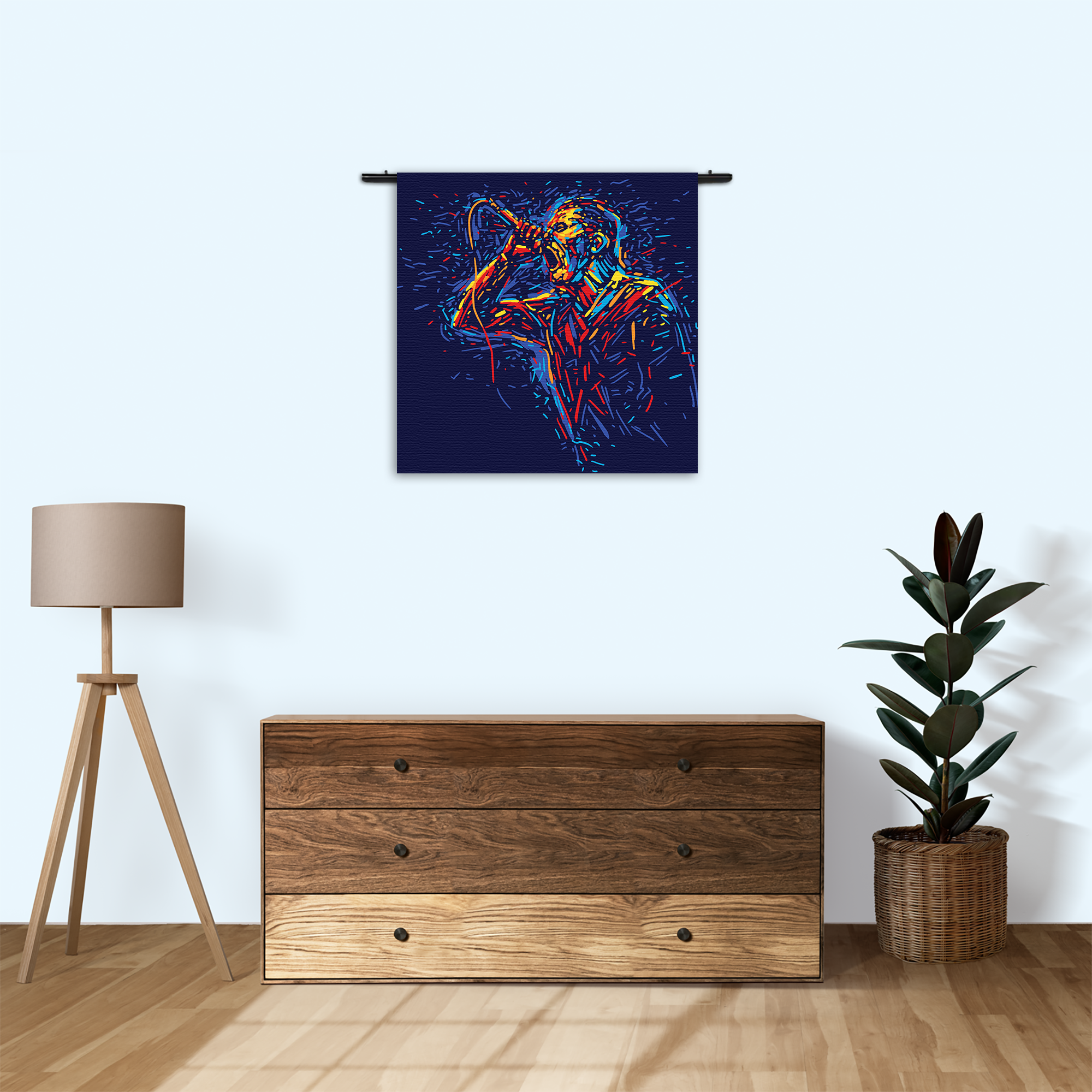 Wandkleed Kleurrijke Zanger 01 Rechthoek Vierkant Template Vierkant Rond Muziek 16 3