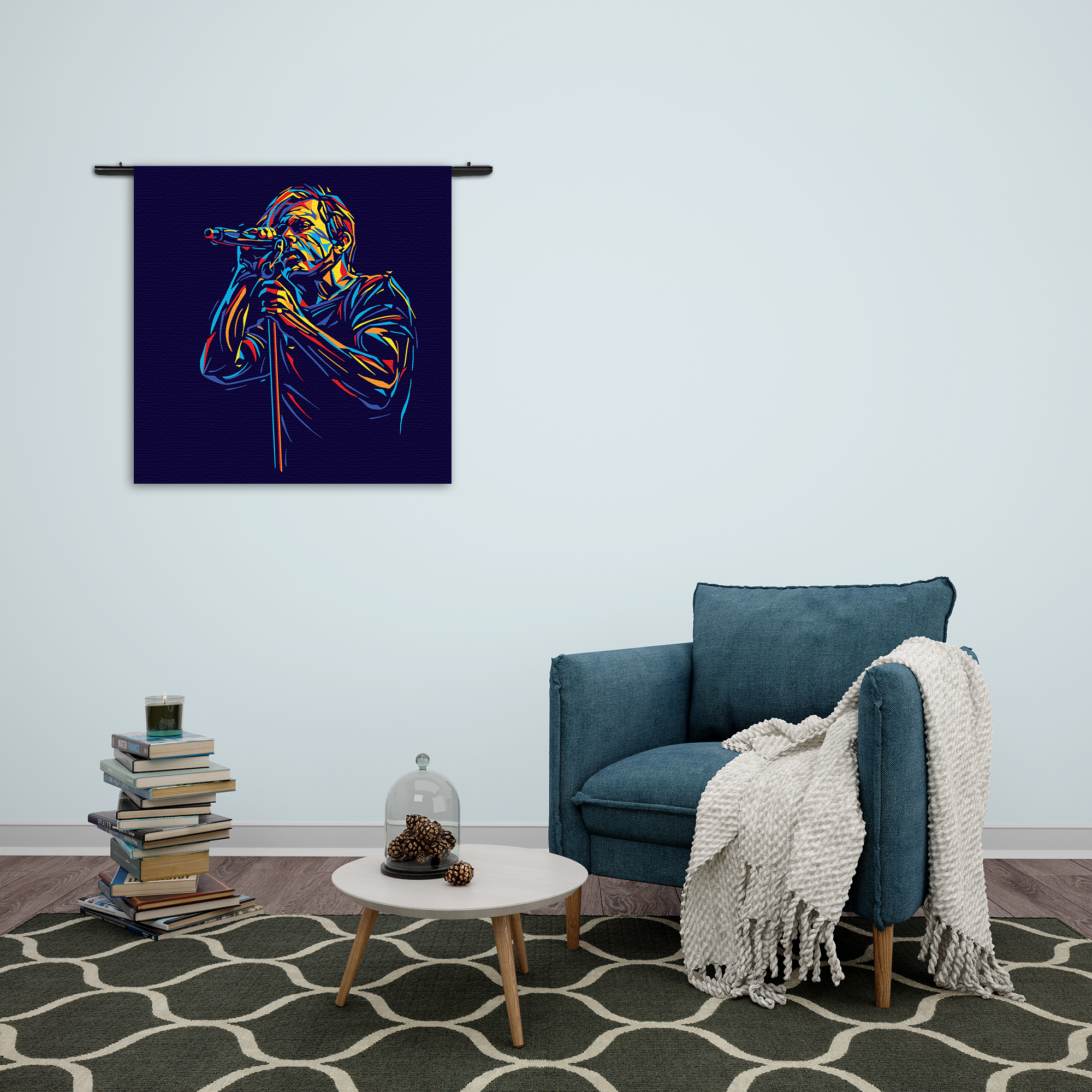 Wandkleed Kleurrijke Zanger 02 Rechthoek Vierkant Template Vierkant Rond Muziek 17 2