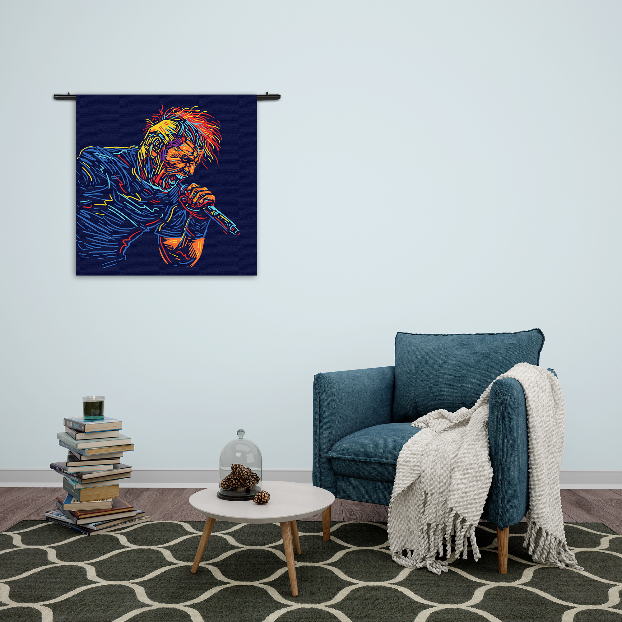 Wandkleed Kleurrijke Zanger 03 Rechthoek Vierkant Template Vierkant Rond Muziek 18 2