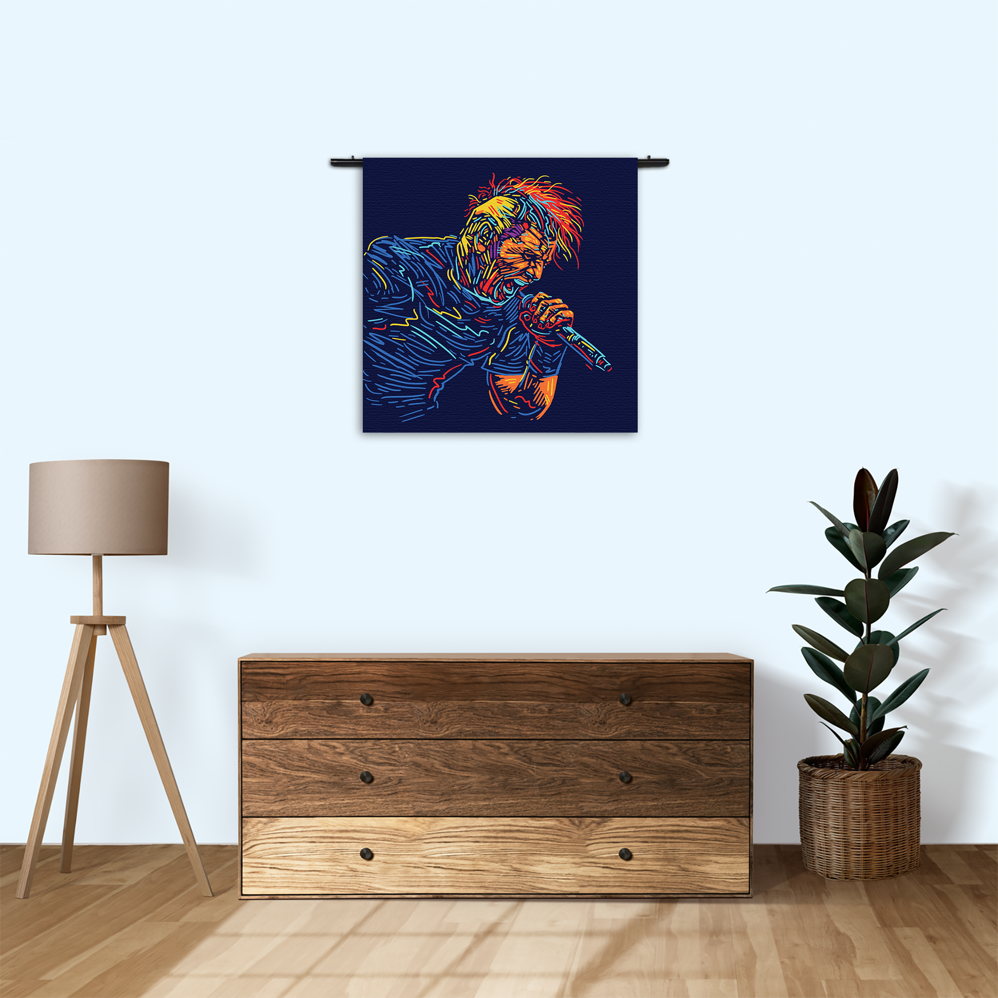 Wandkleed Kleurrijke Zanger 03 Rechthoek Vierkant Template Vierkant Rond Muziek 18 3