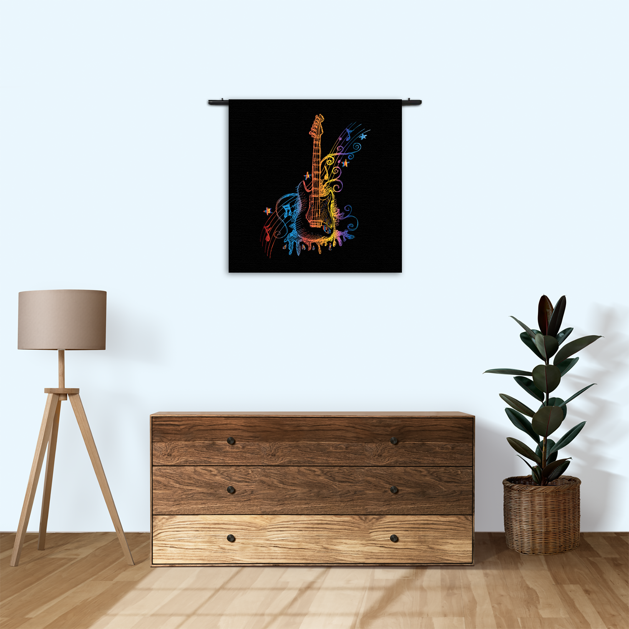 Wandkleed Rock Gitaar Rechthoek Vierkant Template Vierkant Rond Muziek 21 3