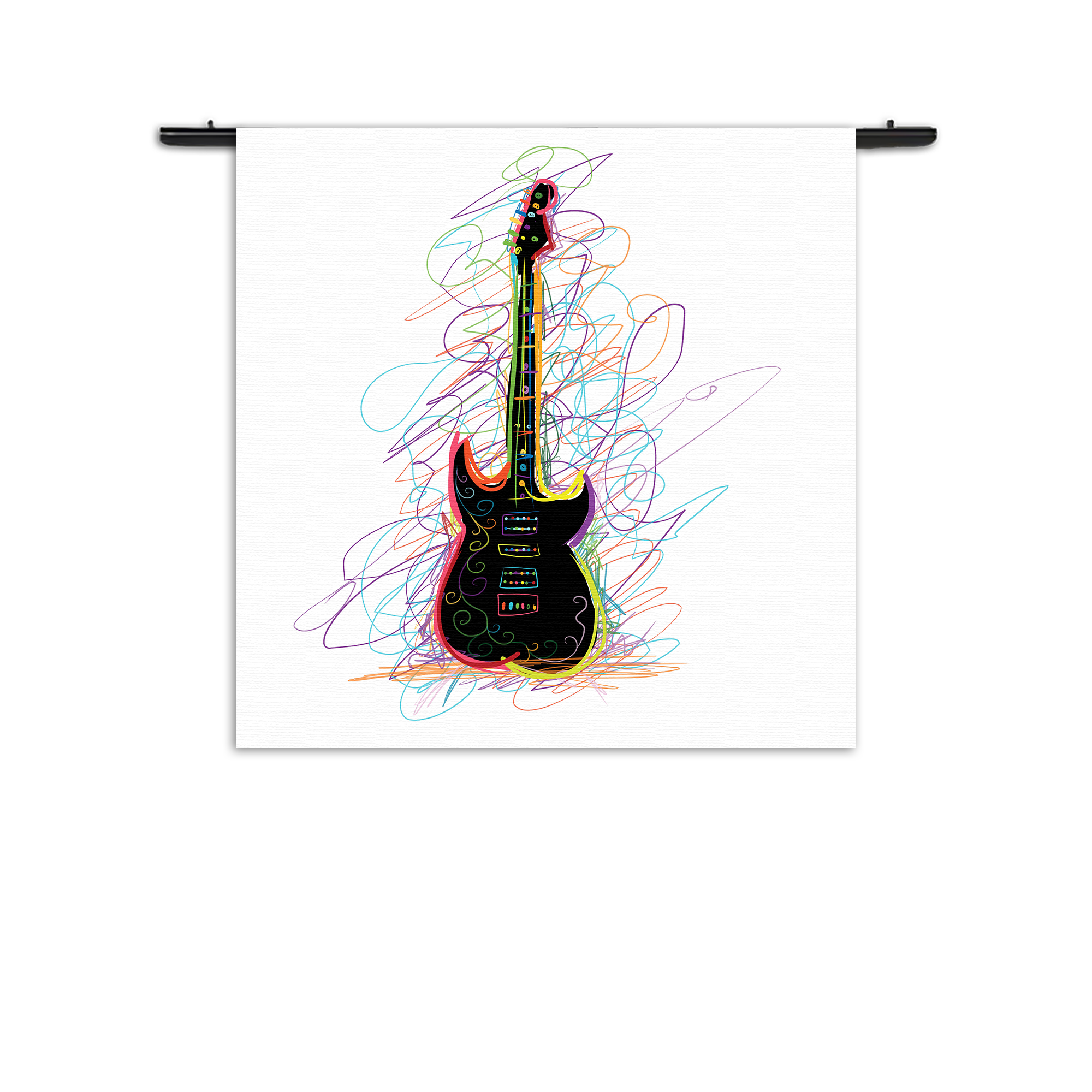 Wandkleed Rock Gitaar Op Witte Achtergrond Rechthoek Vierkant