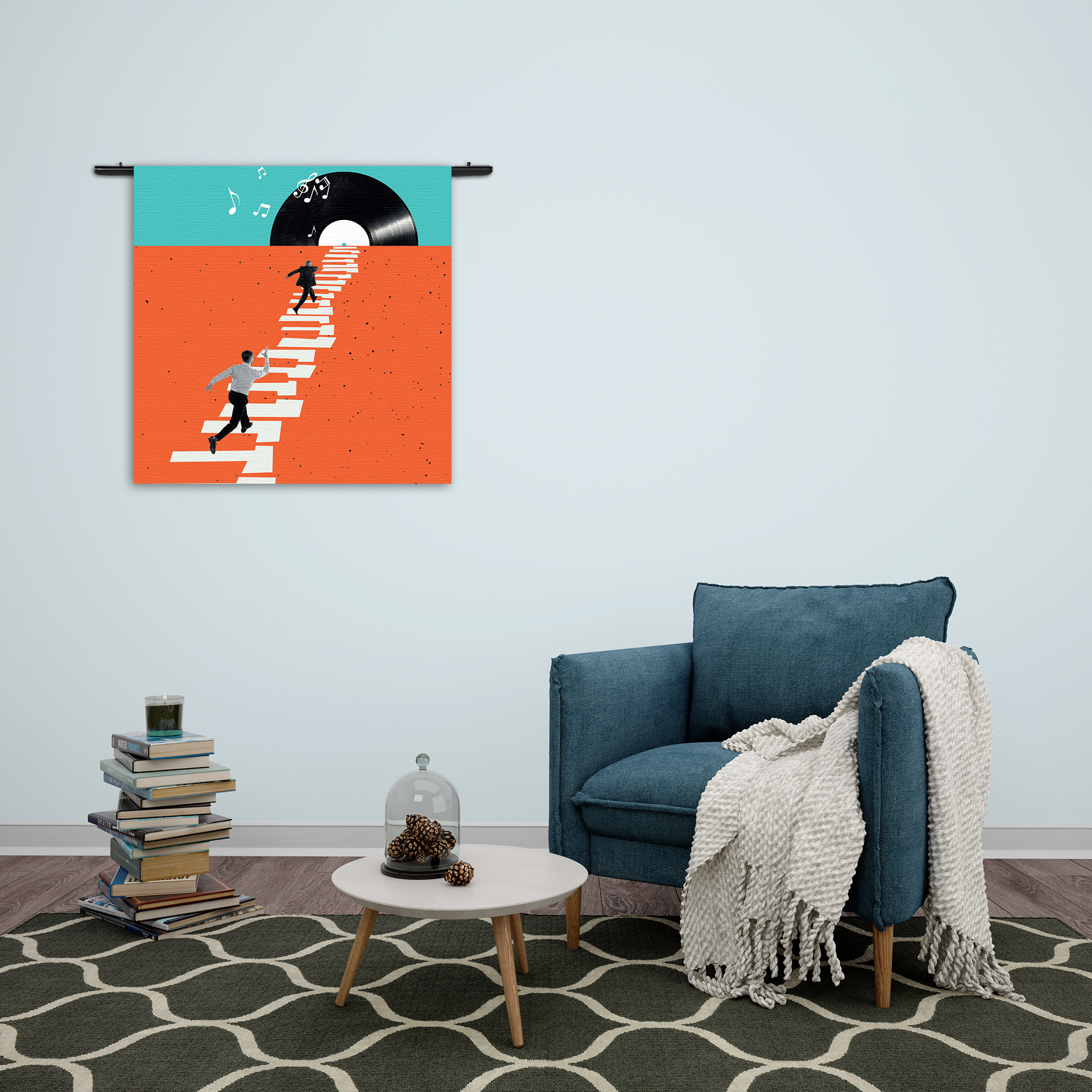 Wandkleed The Piano Men Rechthoek Vierkant Template Vierkant Rond Muziek 4 2