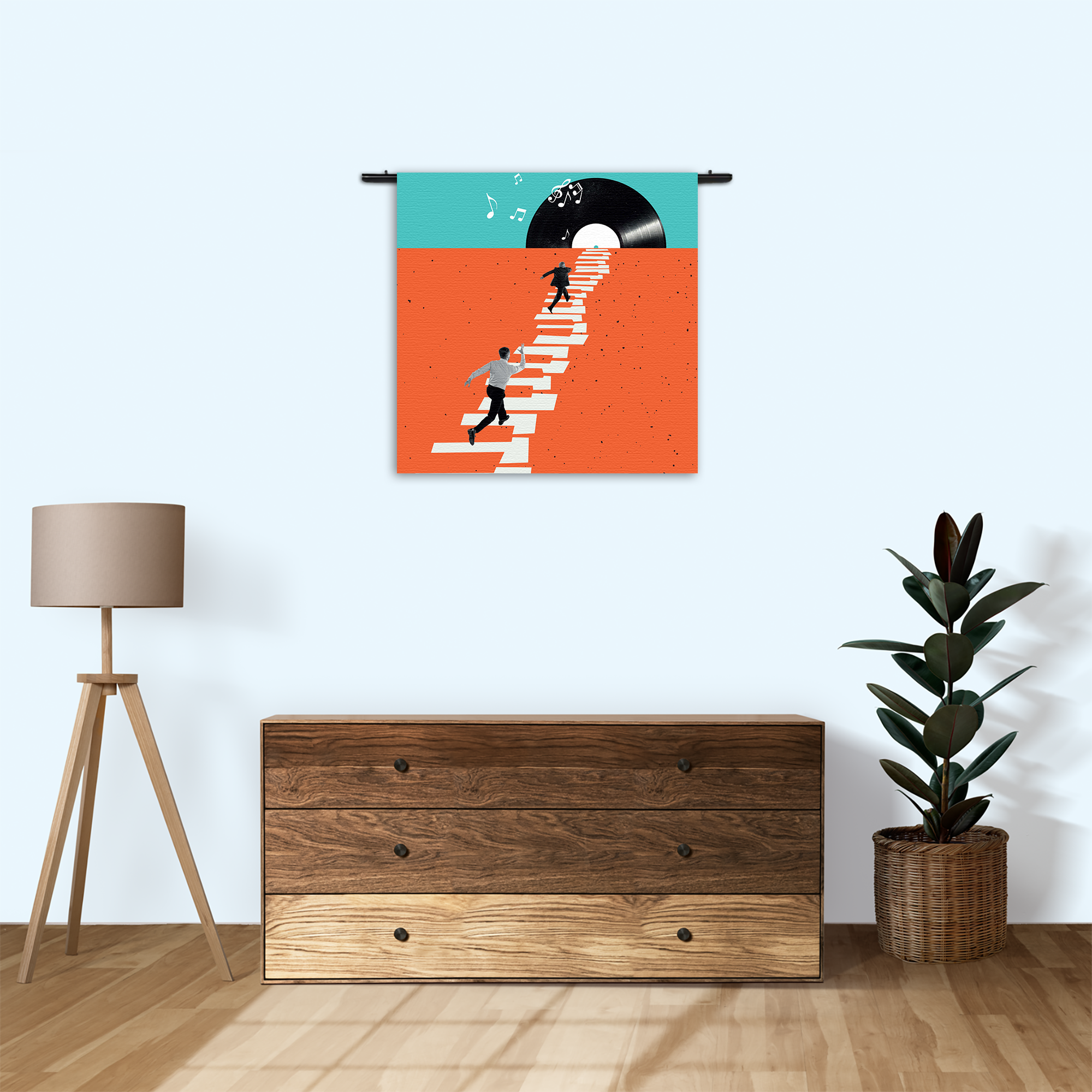 Wandkleed The Piano Men Rechthoek Vierkant Template Vierkant Rond Muziek 4 3