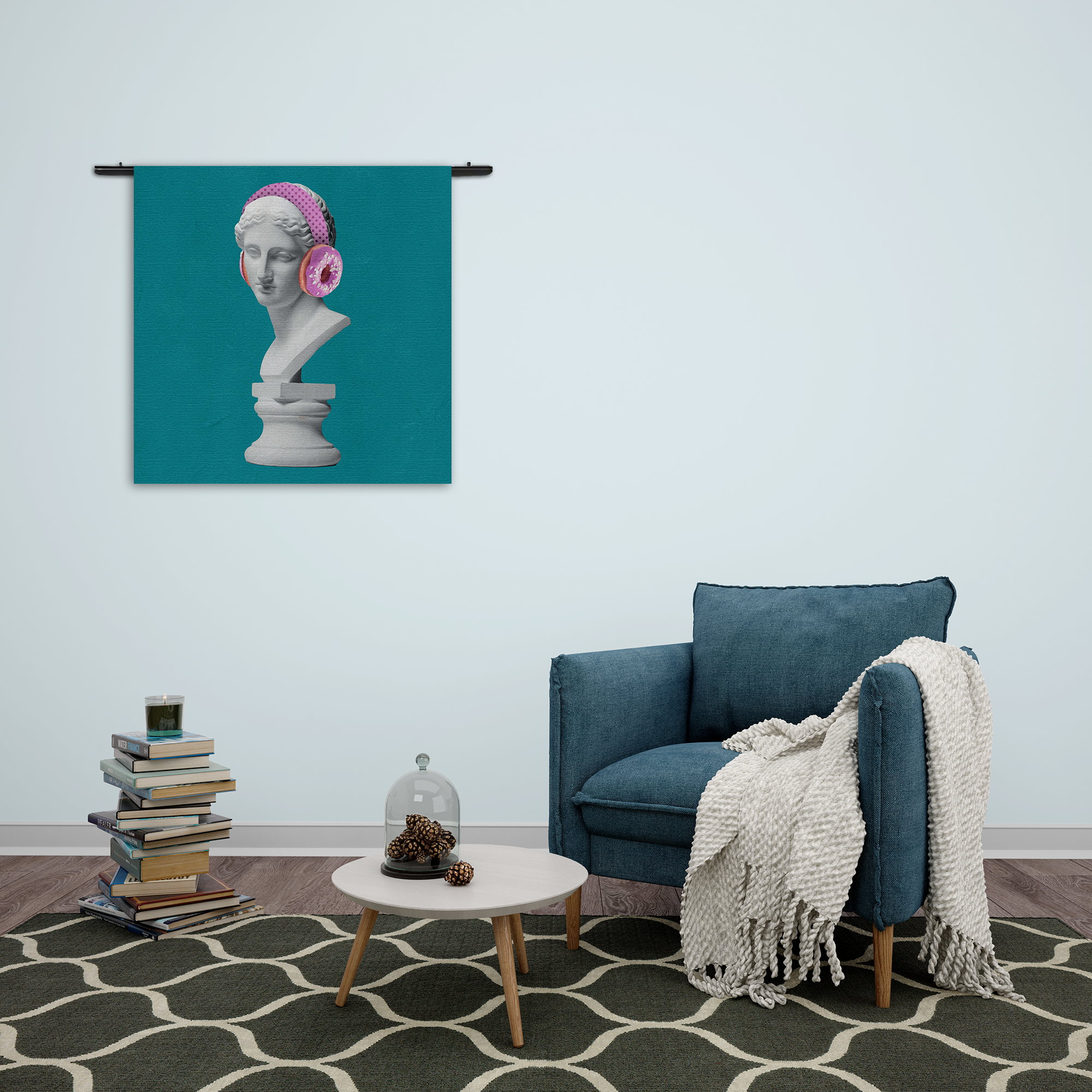 Wandkleed Het Muziek Luisterende Beeld Rechthoek Vierkant Template Vierkant Rond Muziek 6 2