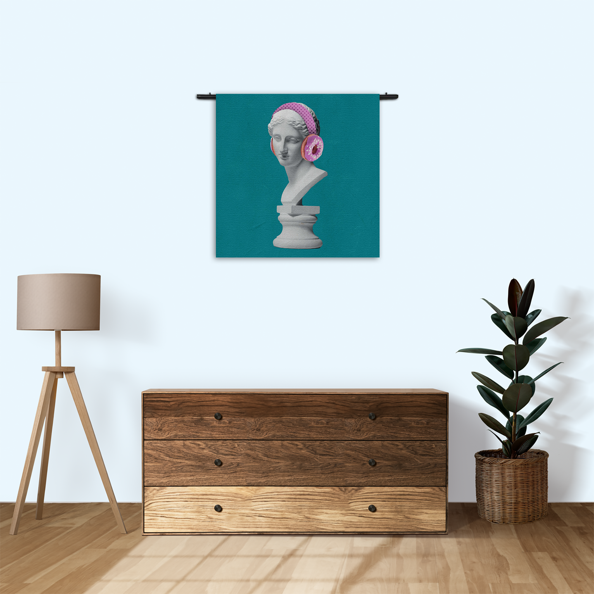 Wandkleed Het Muziek Luisterende Beeld Rechthoek Vierkant Template Vierkant Rond Muziek 6 3