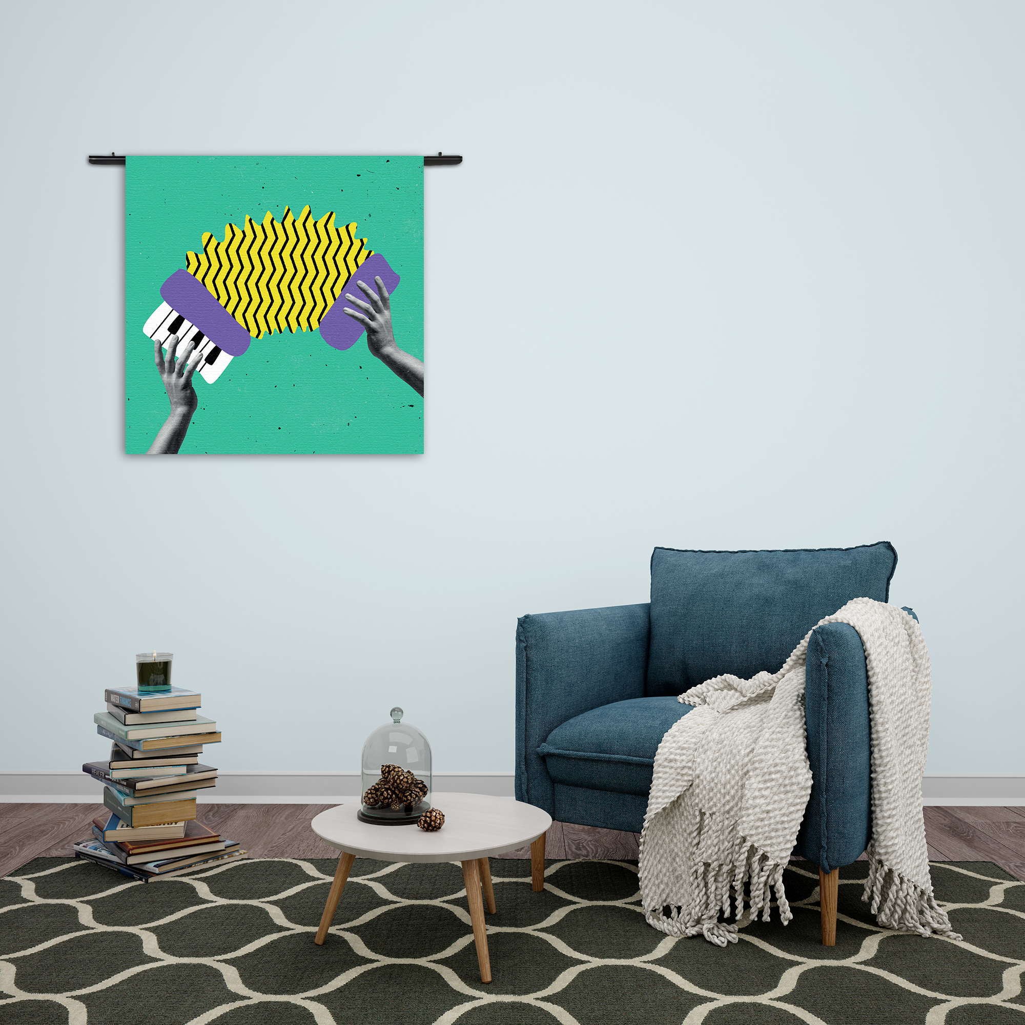 Wandkleed Accordeon Rechthoek Vierkant Template Vierkant Rond Muziek 7 2