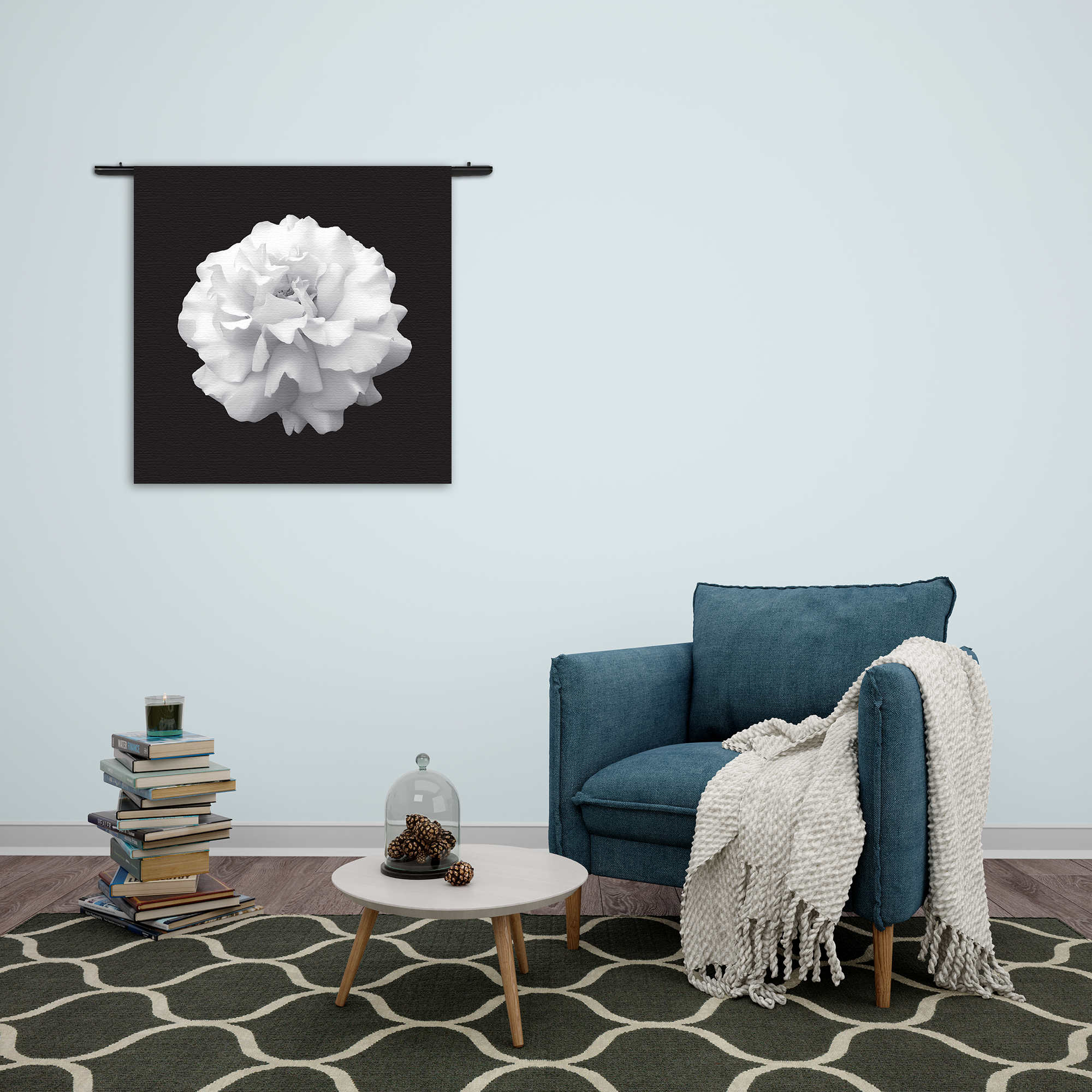 Wandkleed Witte Anjer Rechthoek Vierkant Template Vierkant Rond Natuur 38 2