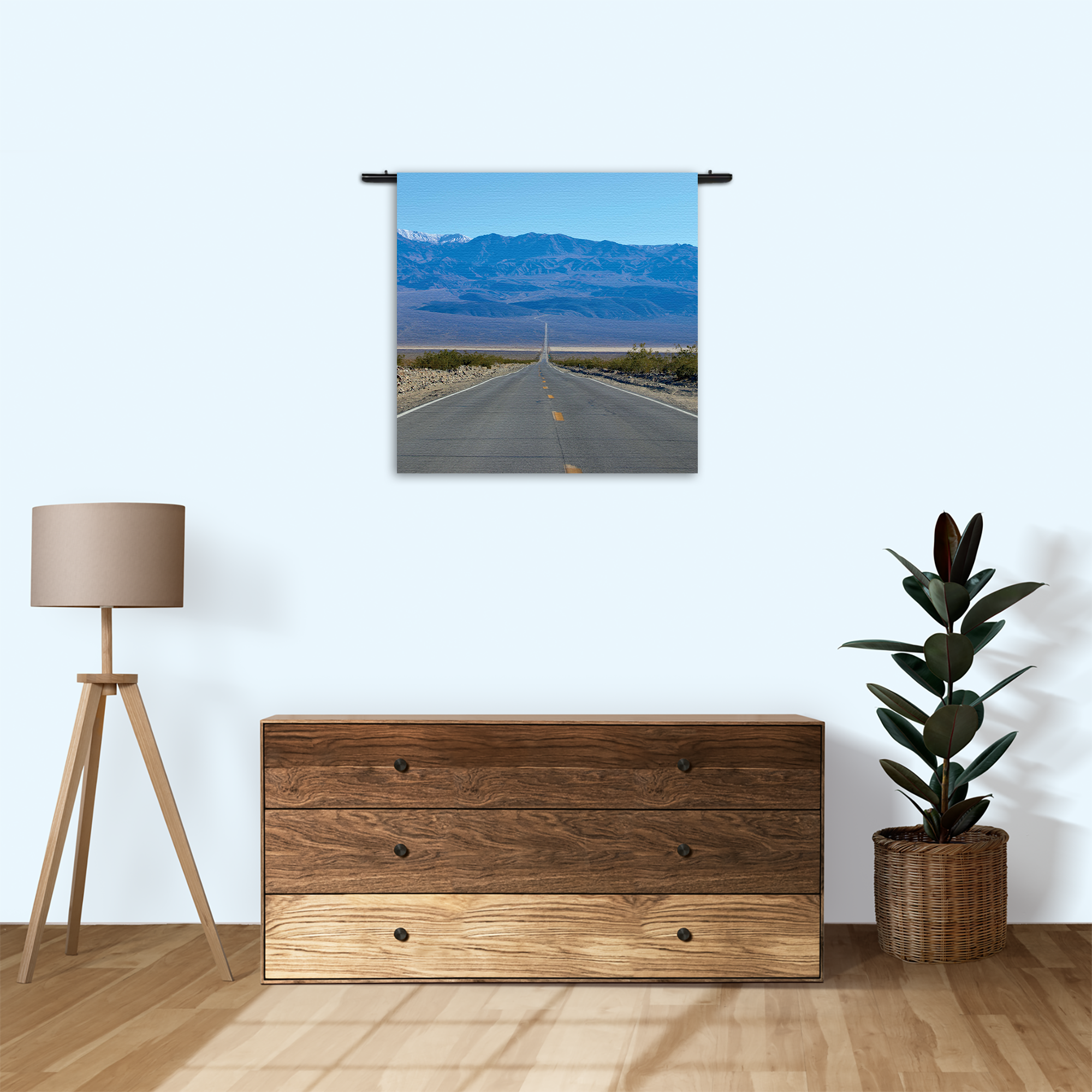 Wandkleed The road in Deathvalley Rechthoek Vierkant Template Vierkant Rond Natuur 5 3
