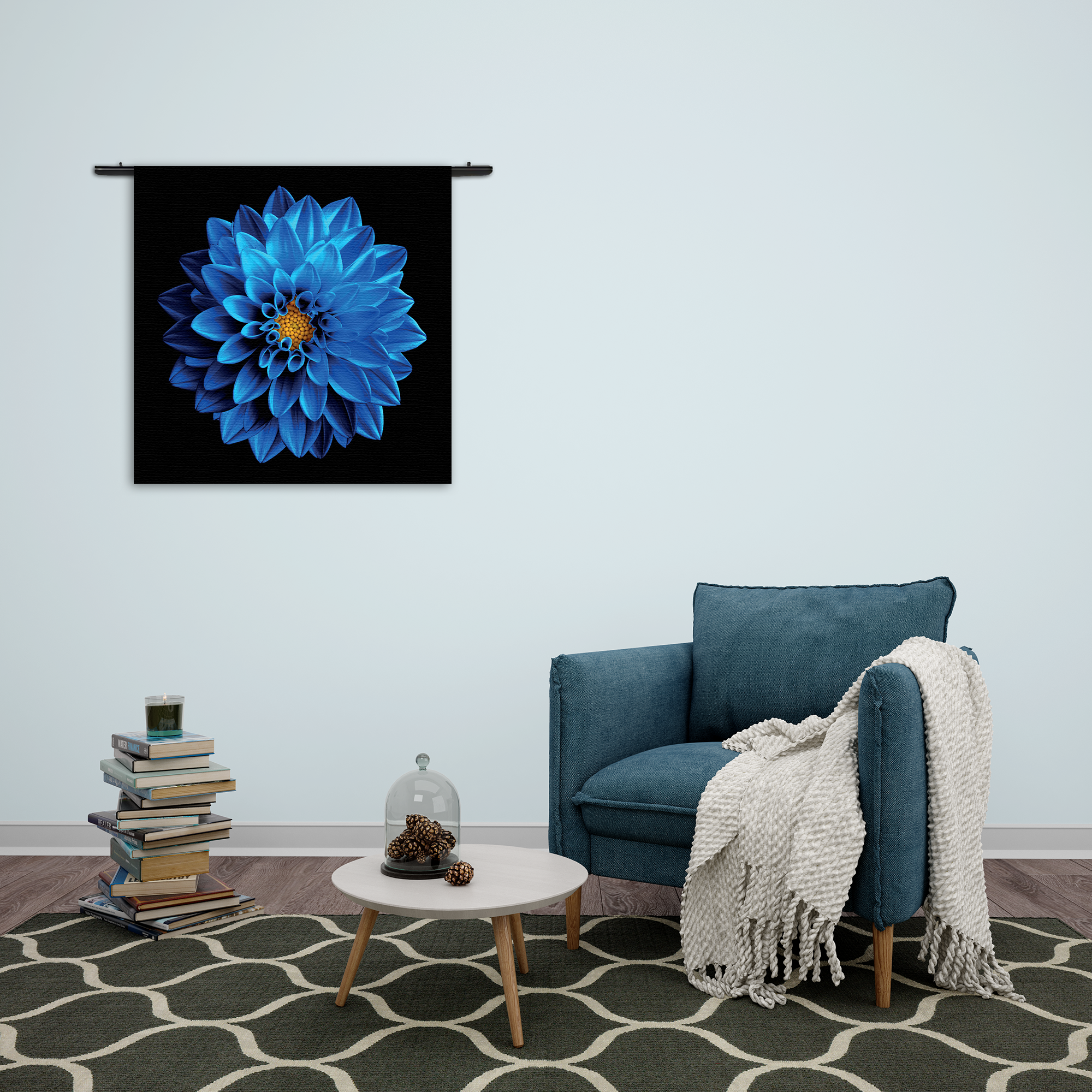 Wandkleed Blauwe Dahlia Rechthoek Vierkant Template Vierkant Rond Natuur 54 2