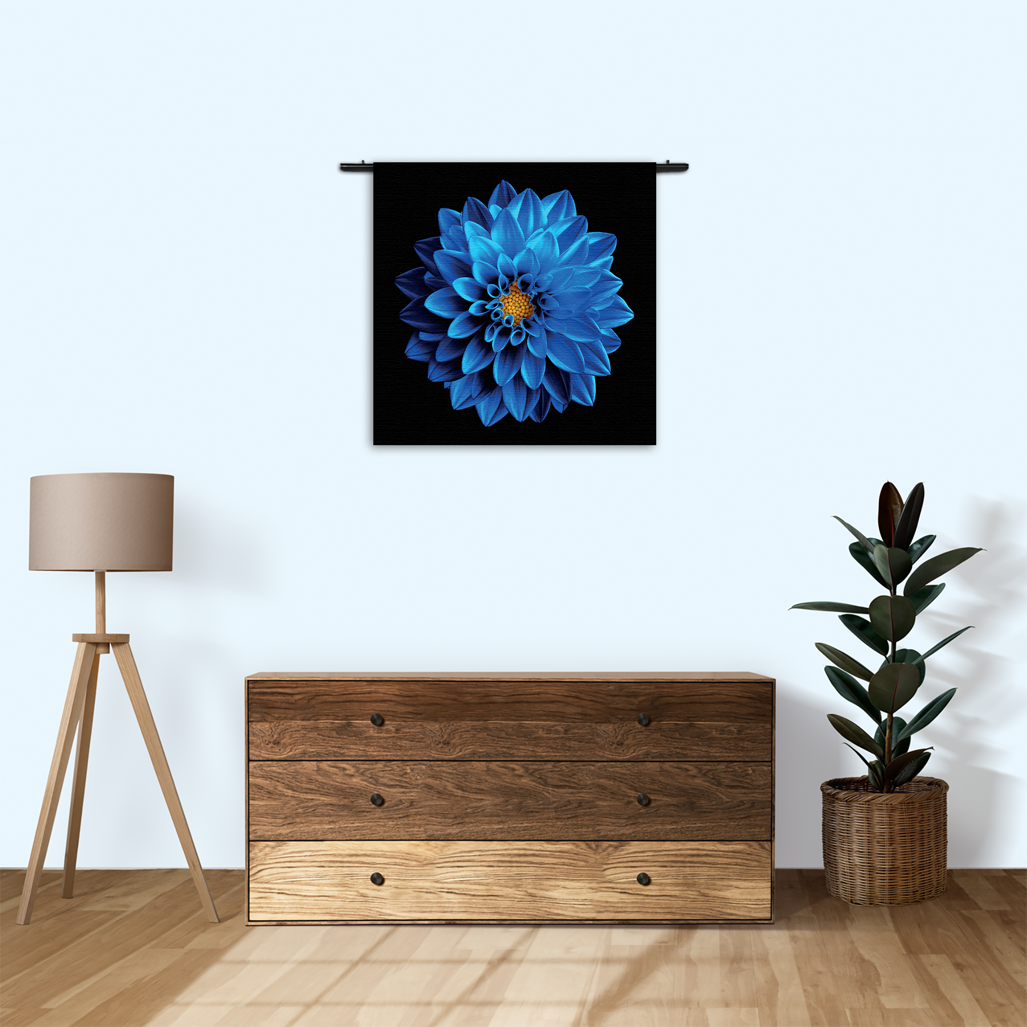 Wandkleed Blauwe Dahlia Rechthoek Vierkant Template Vierkant Rond Natuur 54 3