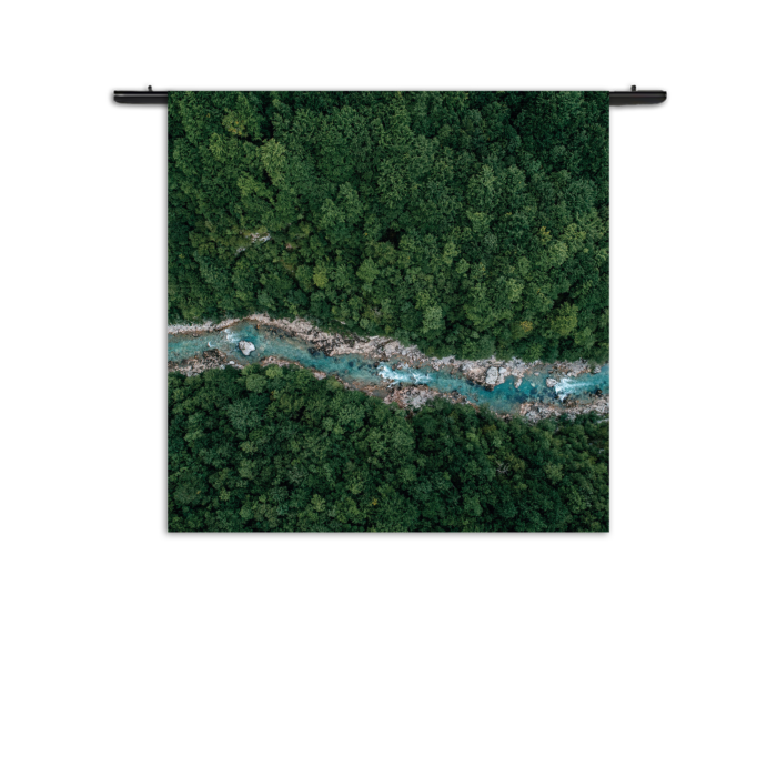 Wandkleed Ruige rivier door bos Rechthoek Vierkant