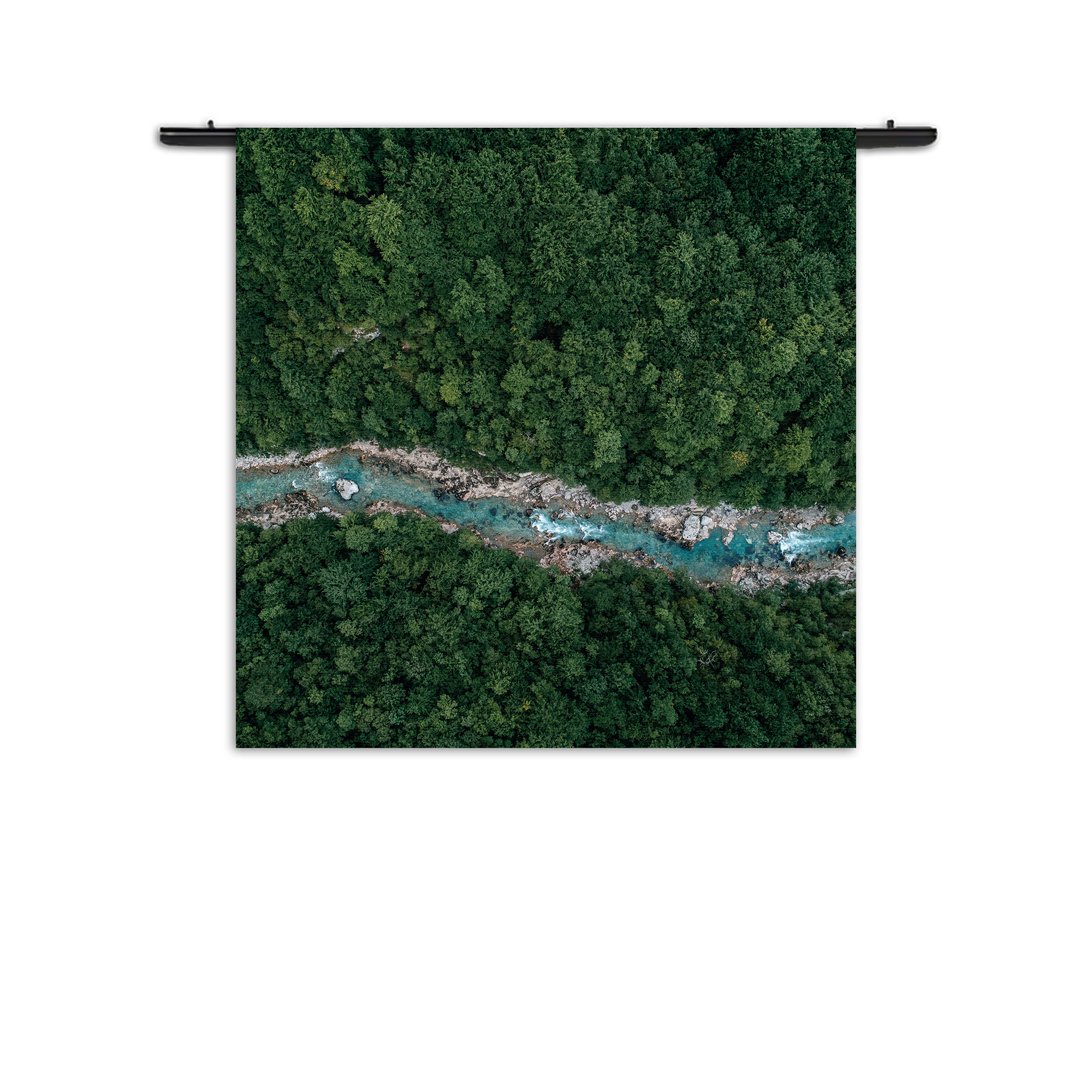 Wandkleed Ruige rivier door bos Rechthoek Vierkant