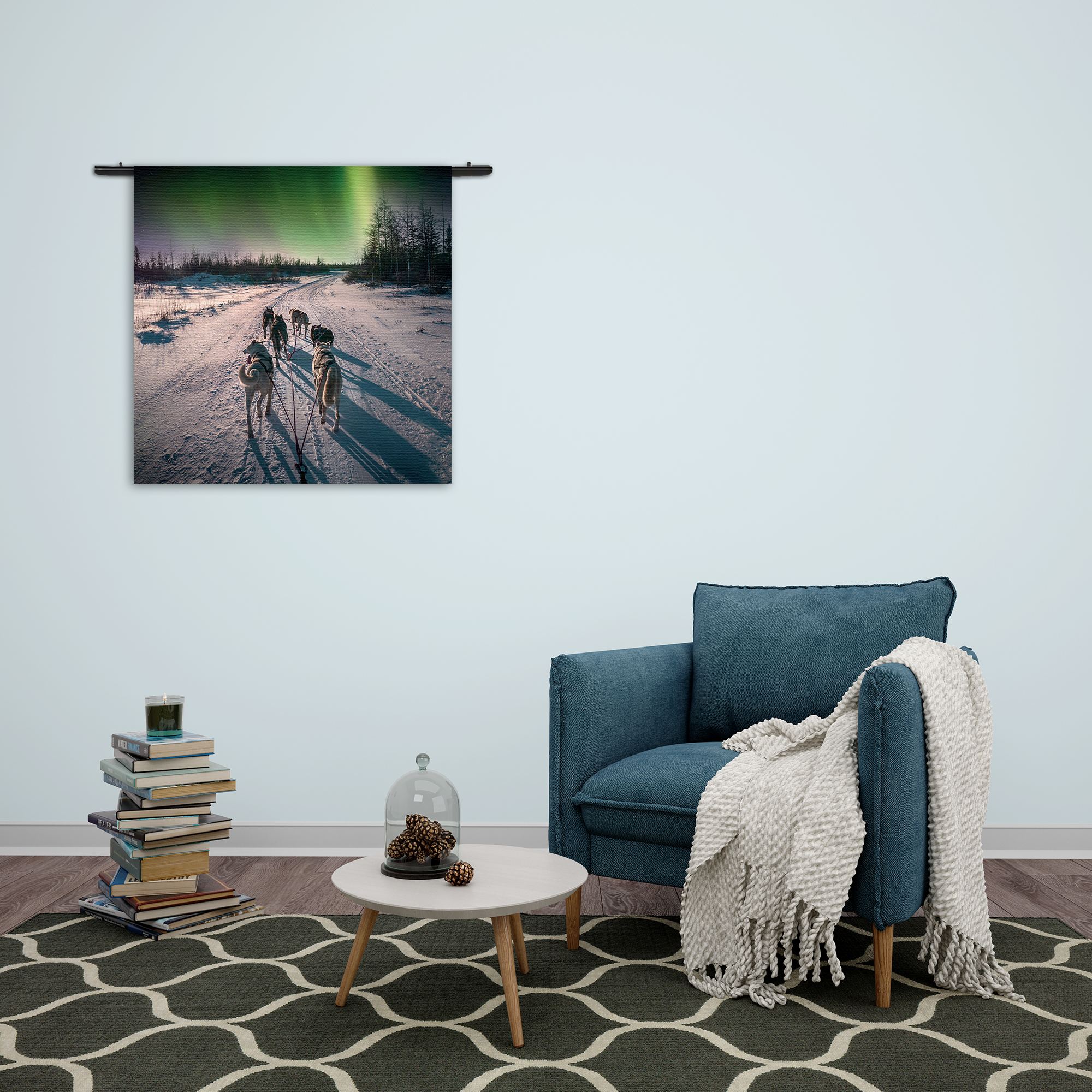 Wandkleed Huskies door Lapland Rechthoek Vierkant Template Vierkant Rond Natuur 66 2
