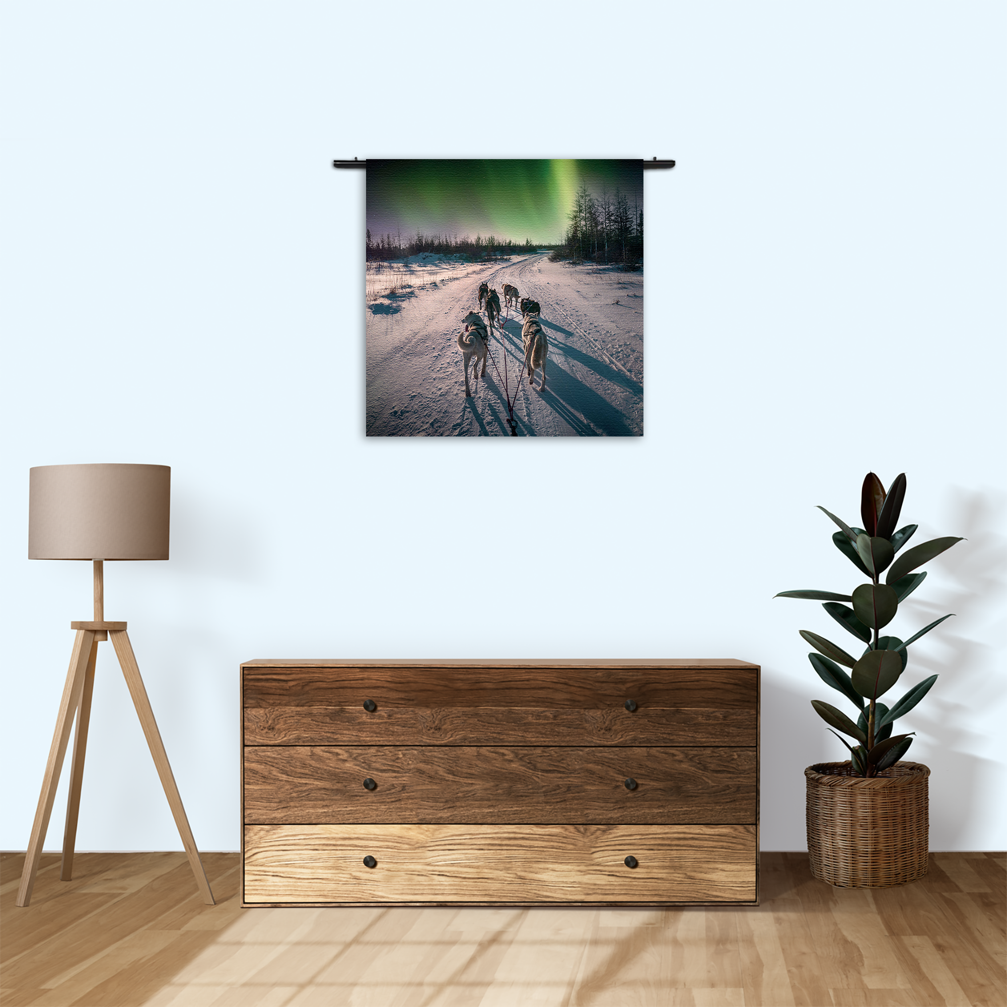 Wandkleed Huskies door Lapland Rechthoek Vierkant Template Vierkant Rond Natuur 66 3