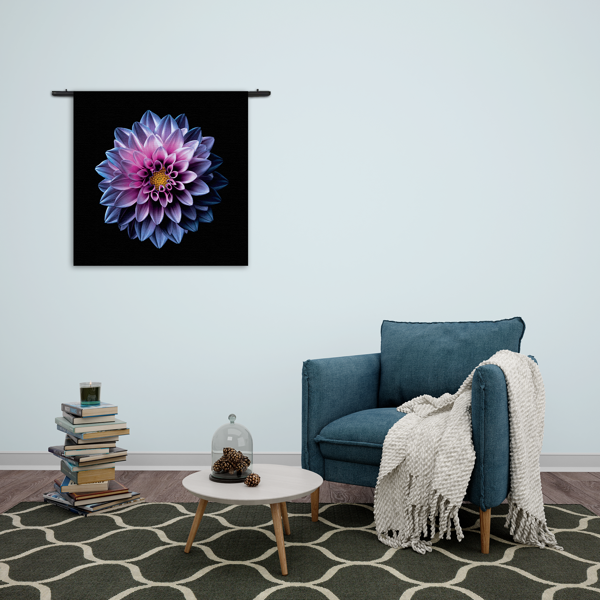Wandkleed Paarse Dahlia Rechthoek Vierkant Template Vierkant Rond Natuur 67 2