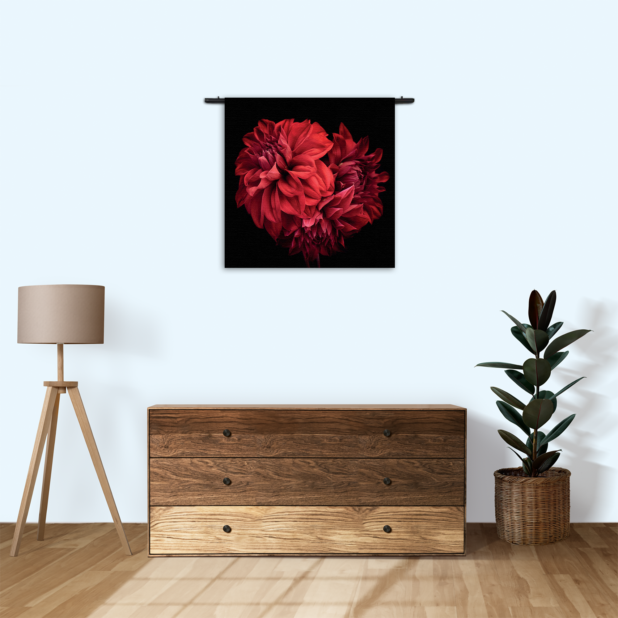 Wandkleed Rood Paarse Dahlia Rechthoek Vierkant Template Vierkant Rond Natuur 75 3