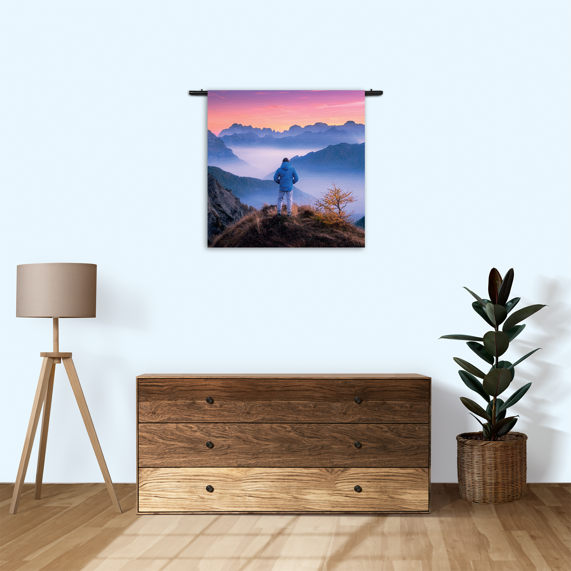 Wandkleed On top of the world Rechthoek Vierkant Template Vierkant Rond Natuur 76 3