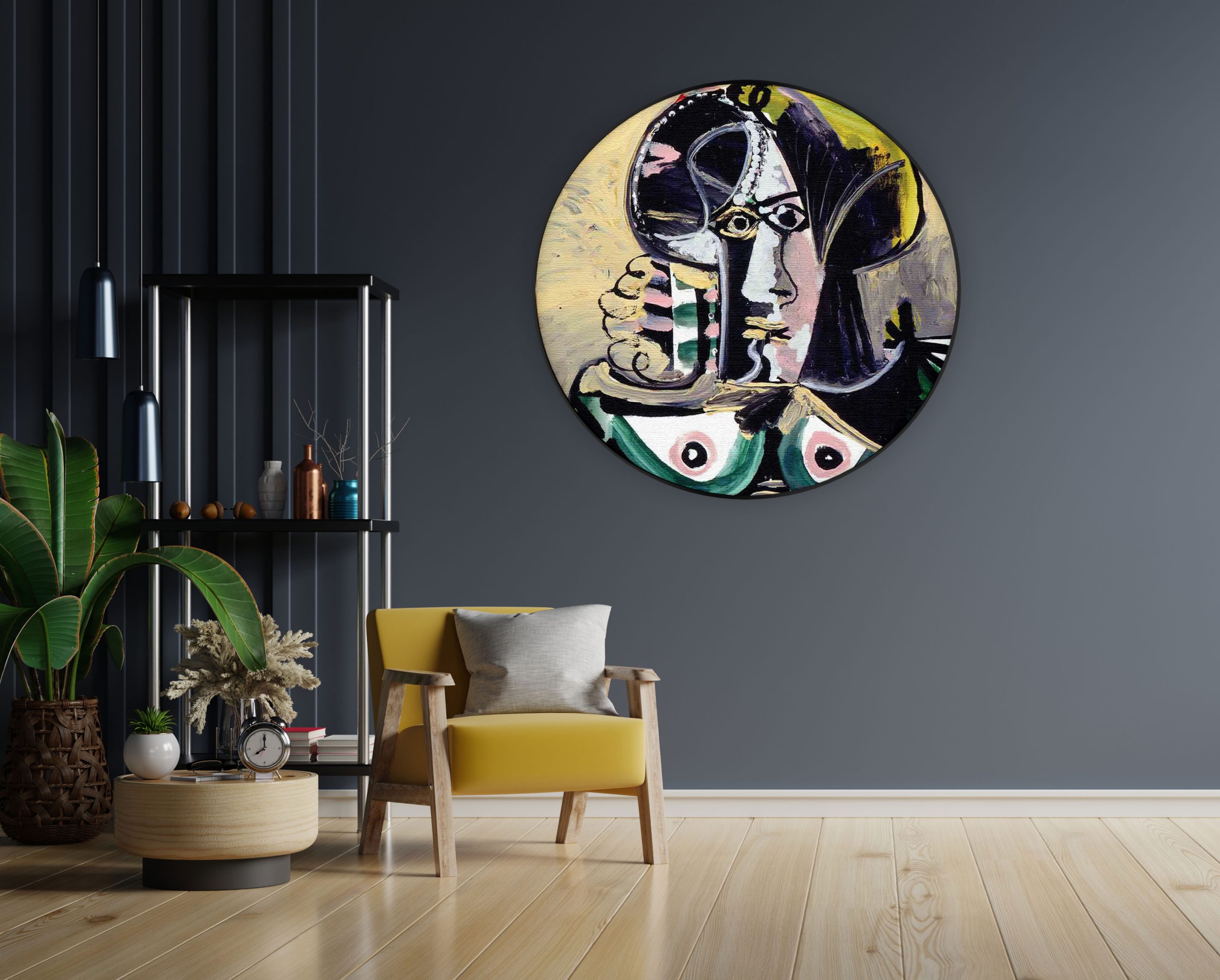 Akoestisch Schilderij Johannes Vermeer Meisje met de parel 1665-1167 Rond - Muurcirkel Template Vierkant Rond OM 15 4 scaled 1