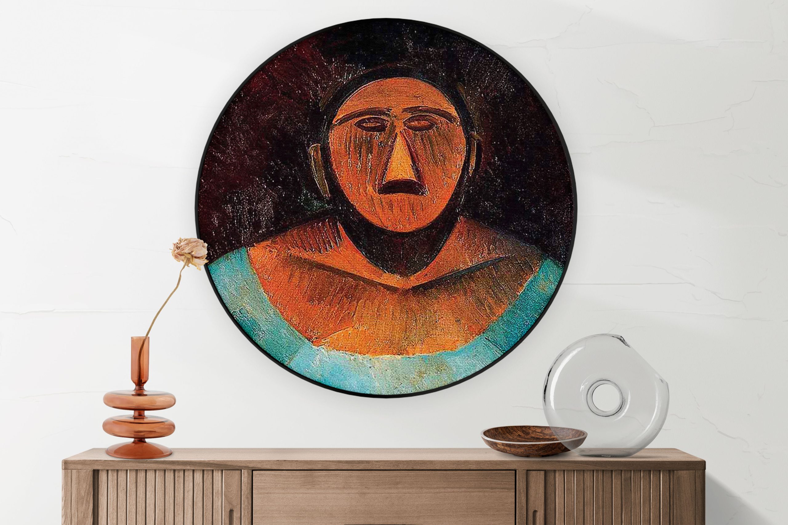 Akoestisch Schilderij Johannes Vermeer Meisje met de parel 1665-1167 Rond - Muurcirkel Template Vierkant Rond OM 16 5 scaled 1