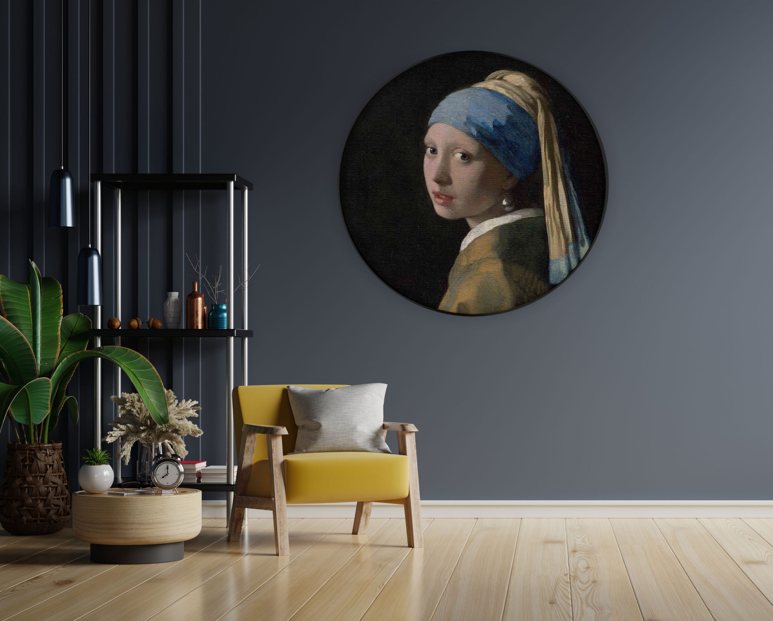 Akoestisch Schilderij Johannes Vermeer Meisje met de parel 1665-1167 Rond - Muurcirkel Template Vierkant Rond OM 2 4 scaled 1