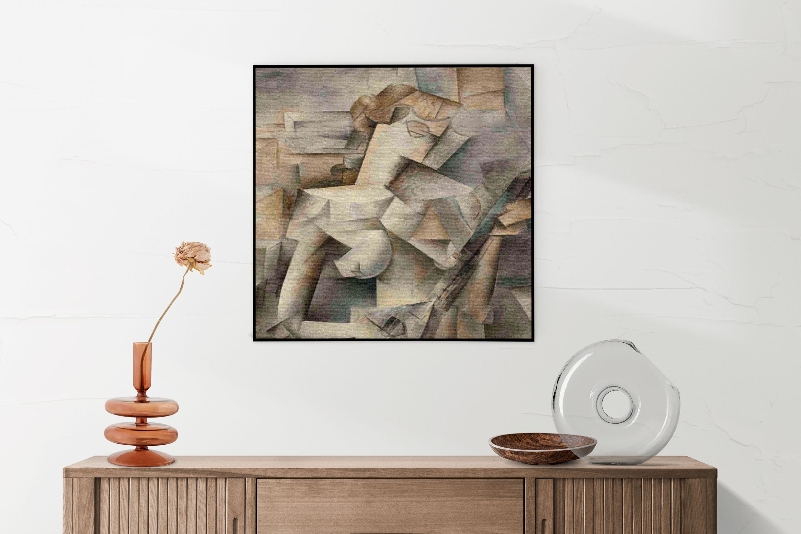 Akoestisch Schilderij Picasso Meisje met een mandoline 1910 Vierkant Template Vierkant Rond OM 21 2 scaled 1