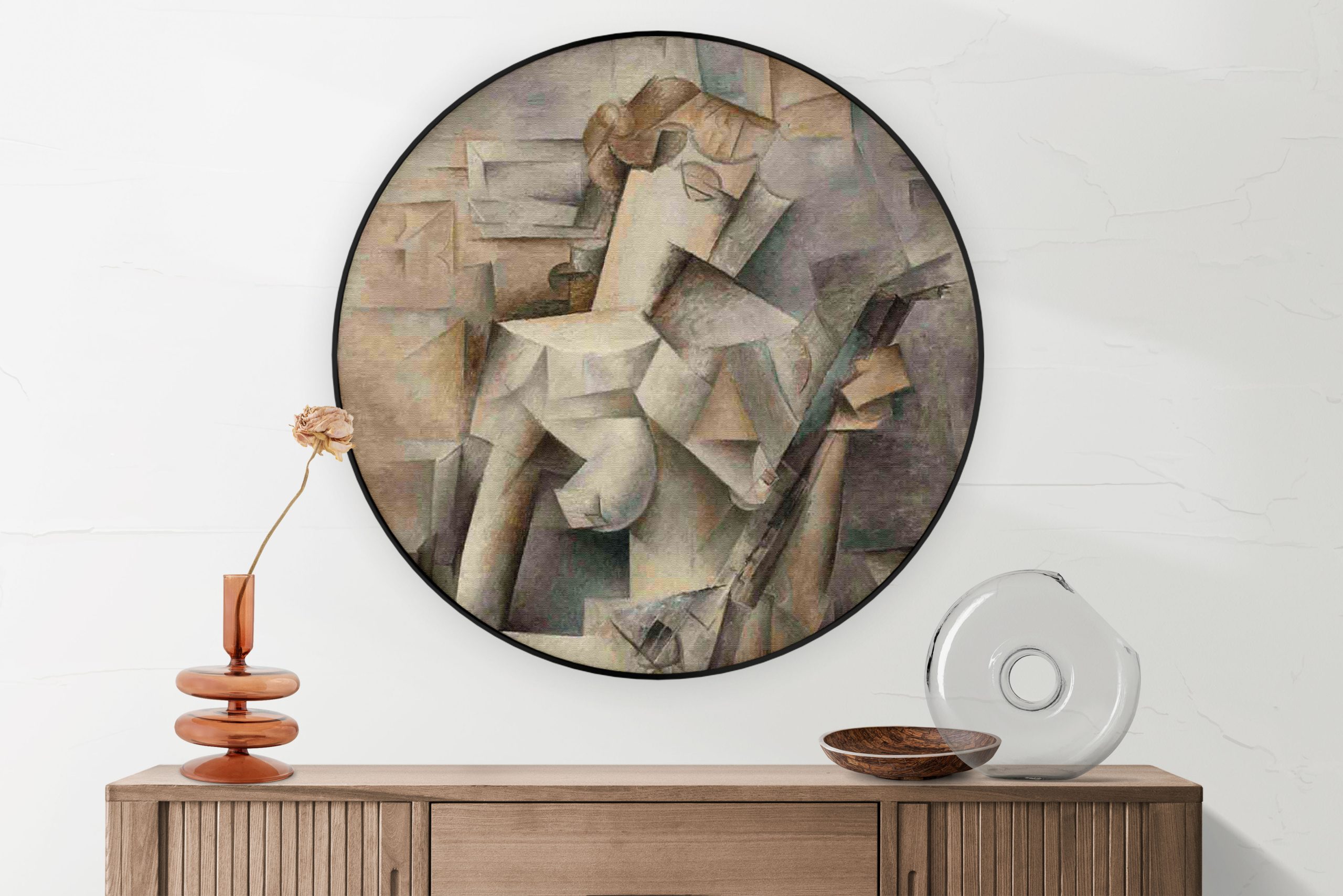 Akoestisch Schilderij Johannes Vermeer Meisje met de parel 1665-1167 Rond - Muurcirkel Template Vierkant Rond OM 21 5 scaled 1