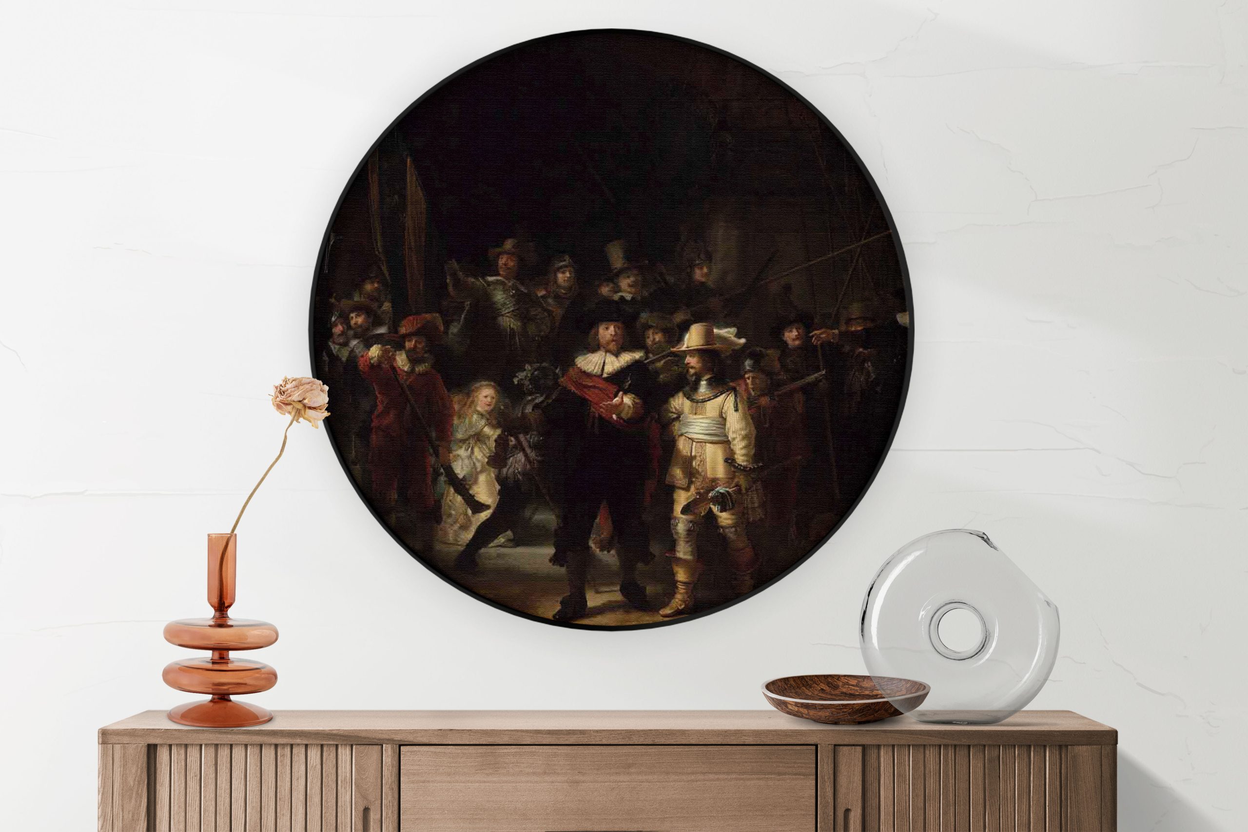 Akoestisch Schilderij Johannes Vermeer Meisje met de parel 1665-1167 Rond - Muurcirkel Template Vierkant Rond OM 24 5 scaled 1