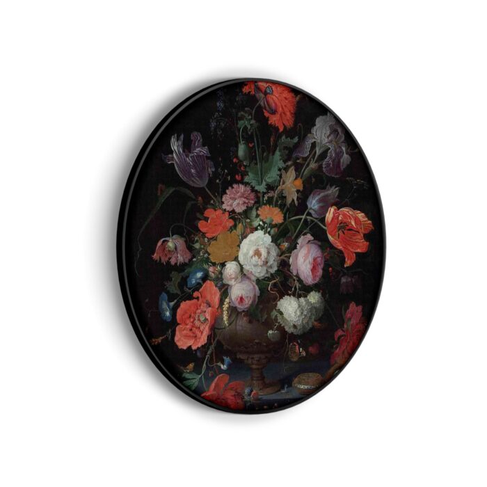 Akoestisch Schilderij Abraham Mignon Stilleven met bloemen en een horloge 1660-1679 Rond - Muurcirkel Template Vierkant Rond OM 26 3 scaled 1