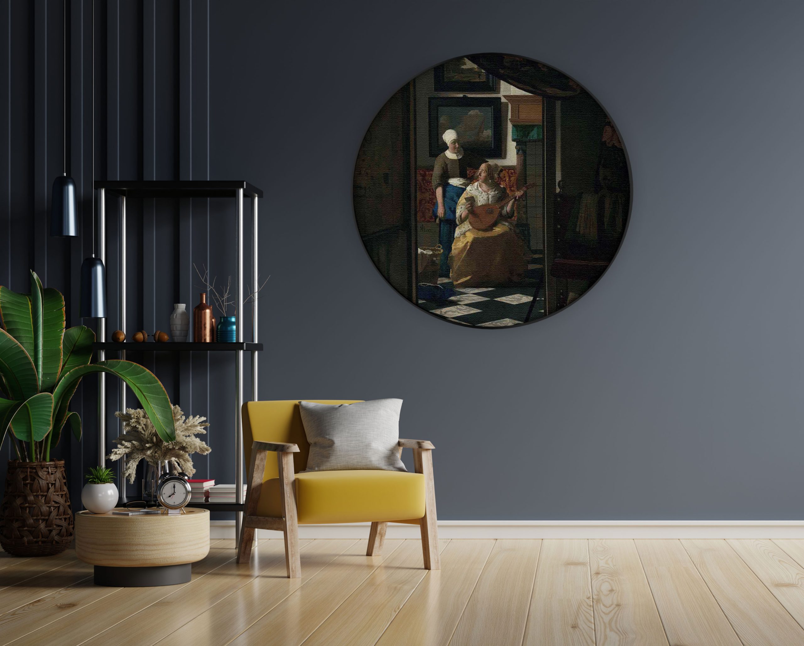Akoestisch Schilderij Johannes Vermeer Meisje met de parel 1665-1167 Rond - Muurcirkel Template Vierkant Rond OM 27 4 scaled 1