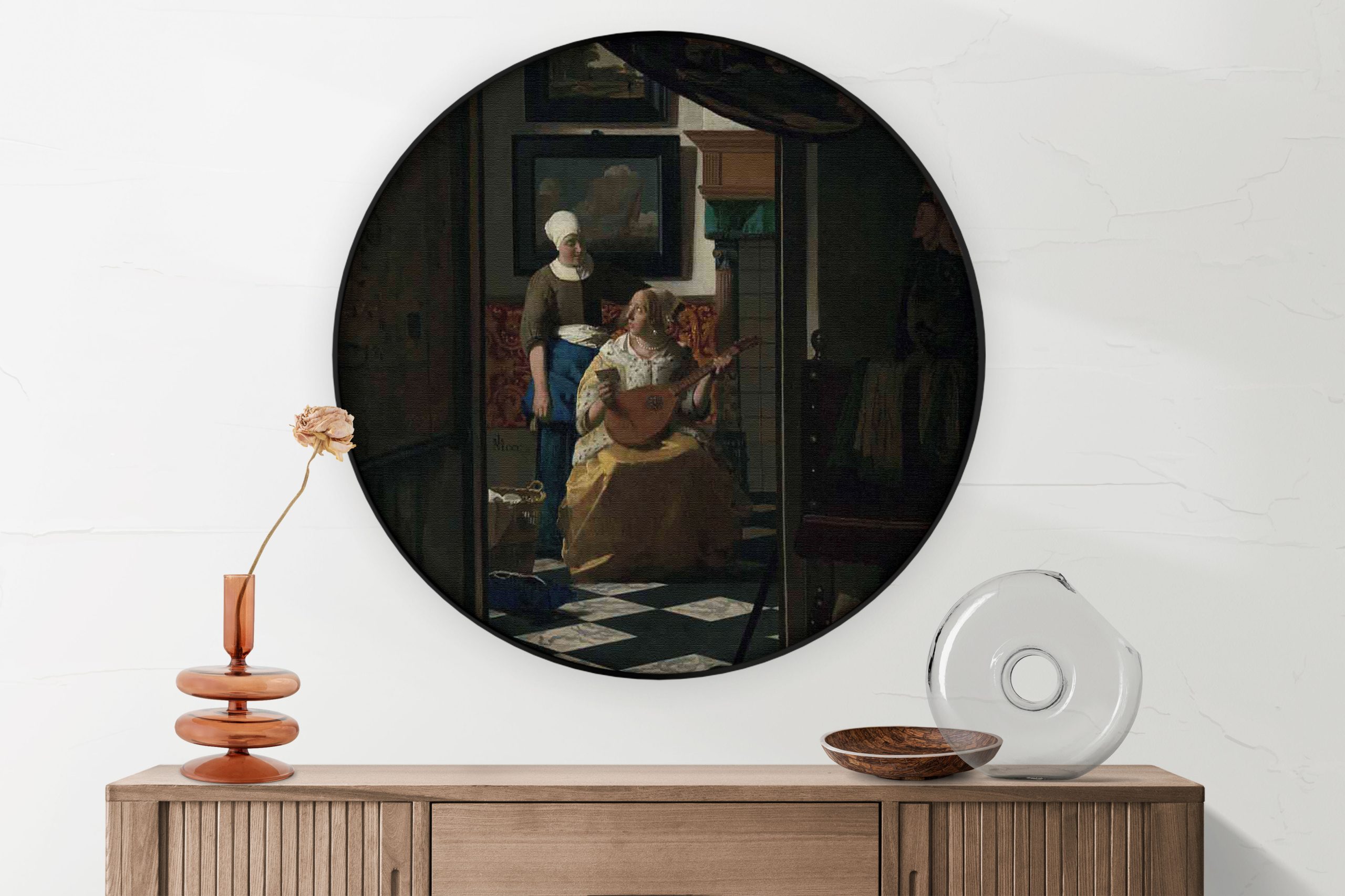 Akoestisch Schilderij Johannes Vermeer Meisje met de parel 1665-1167 Rond - Muurcirkel Template Vierkant Rond OM 27 5 scaled 1