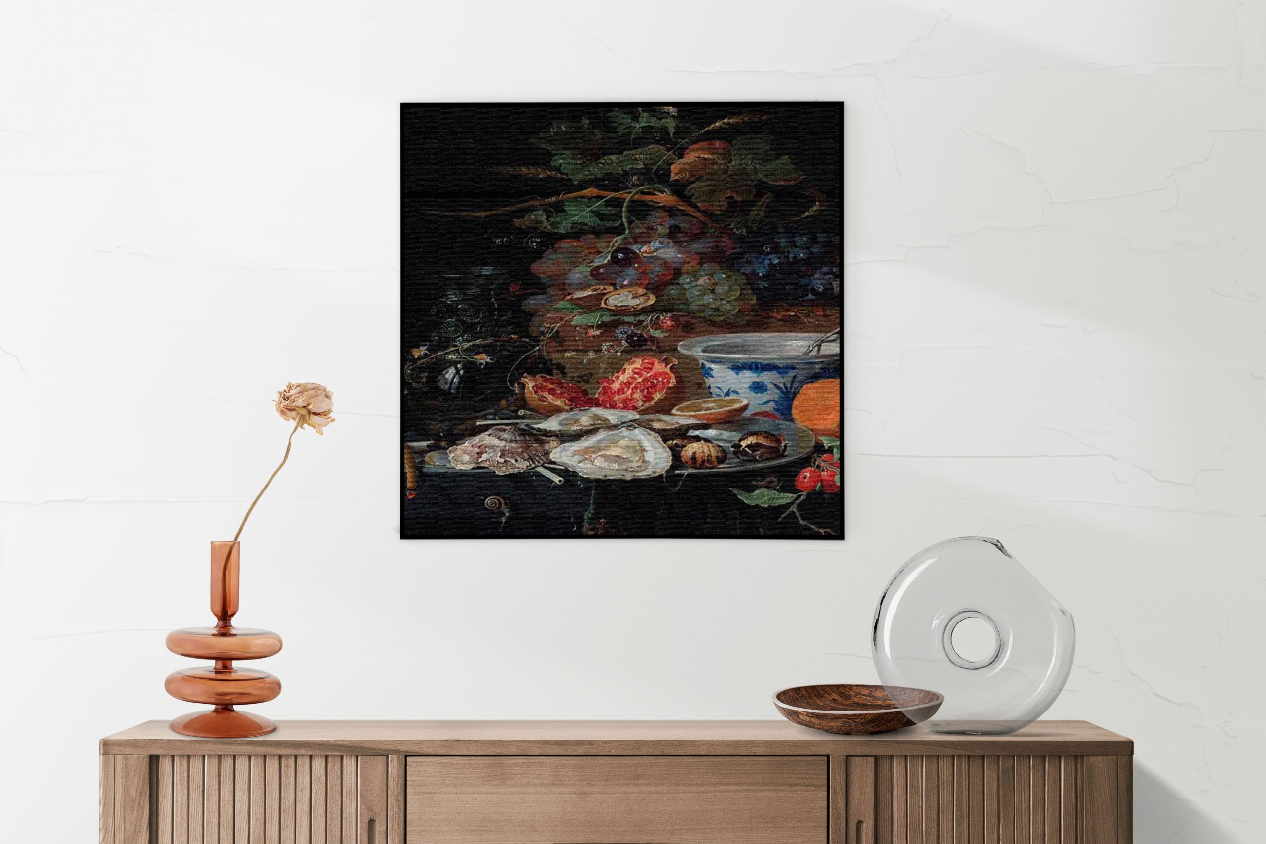 Akoestisch Schilderij Abraham Mignon Stilleven met vruchten, oesters en een porseleinen kom 1660-1679 Vierkant Template Vierkant Rond OM 28 2 scaled 2