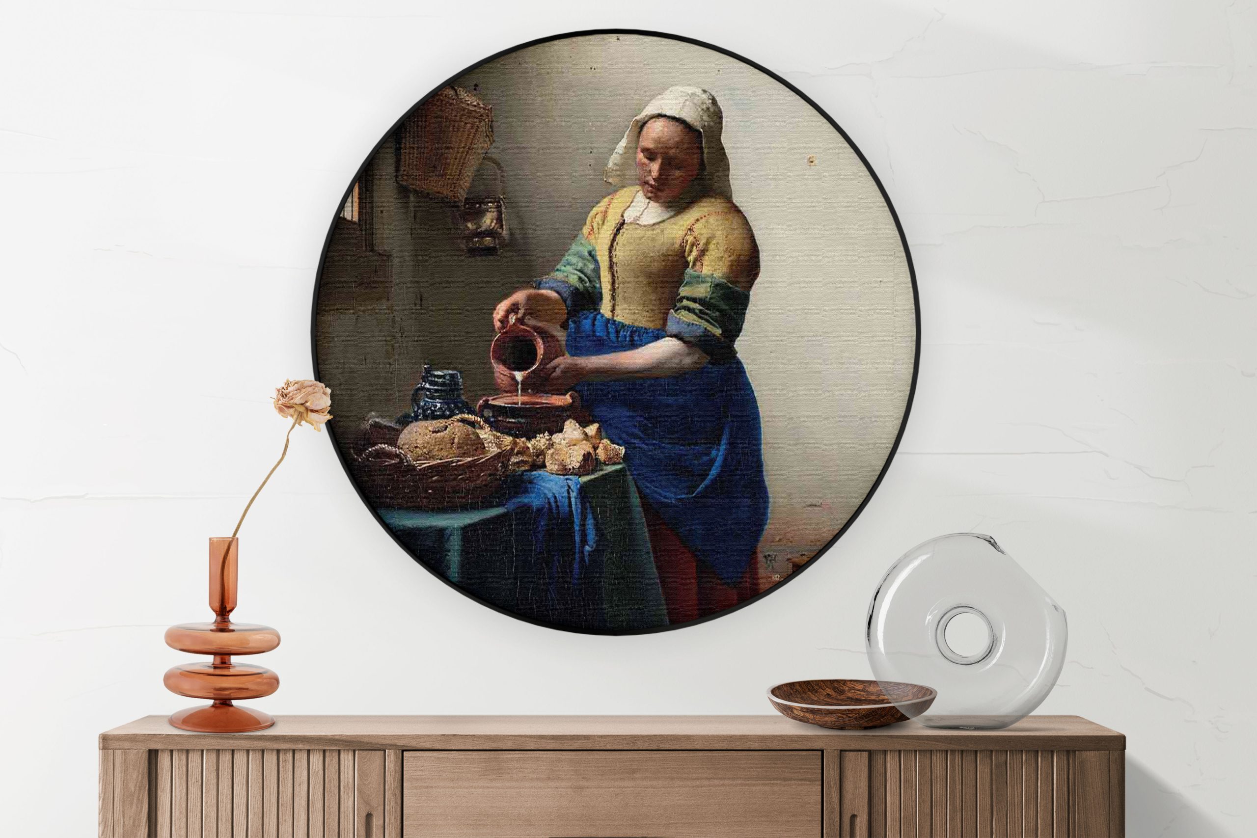 Akoestisch Schilderij Johannes Vermeer Meisje met de parel 1665-1167 Rond - Muurcirkel Template Vierkant Rond OM 29 5 scaled 1