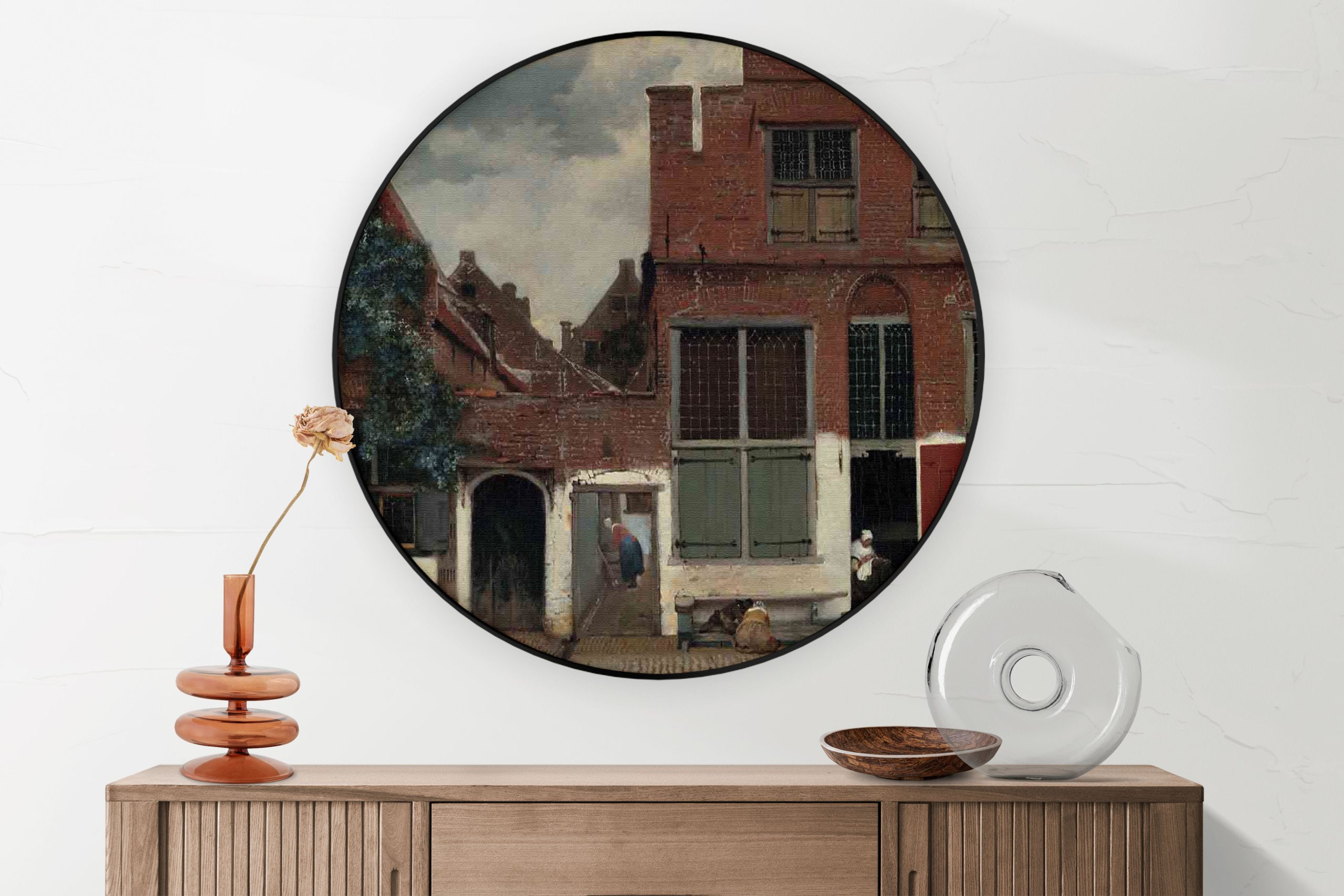 Akoestisch Schilderij Johannes Vermeer Meisje met de parel 1665-1167 Rond - Muurcirkel Template Vierkant Rond OM 30 5 scaled 1