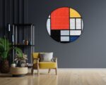 Akoestisch Schilderij Mondriaan Gele Hokjes Rond - Muurcirkel Template Vierkant Rond OM 4 4 scaled 1