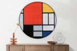 Akoestisch Schilderij Mondriaan Gele Hokjes Rond - Muurcirkel Template Vierkant Rond OM 4 5 scaled 1