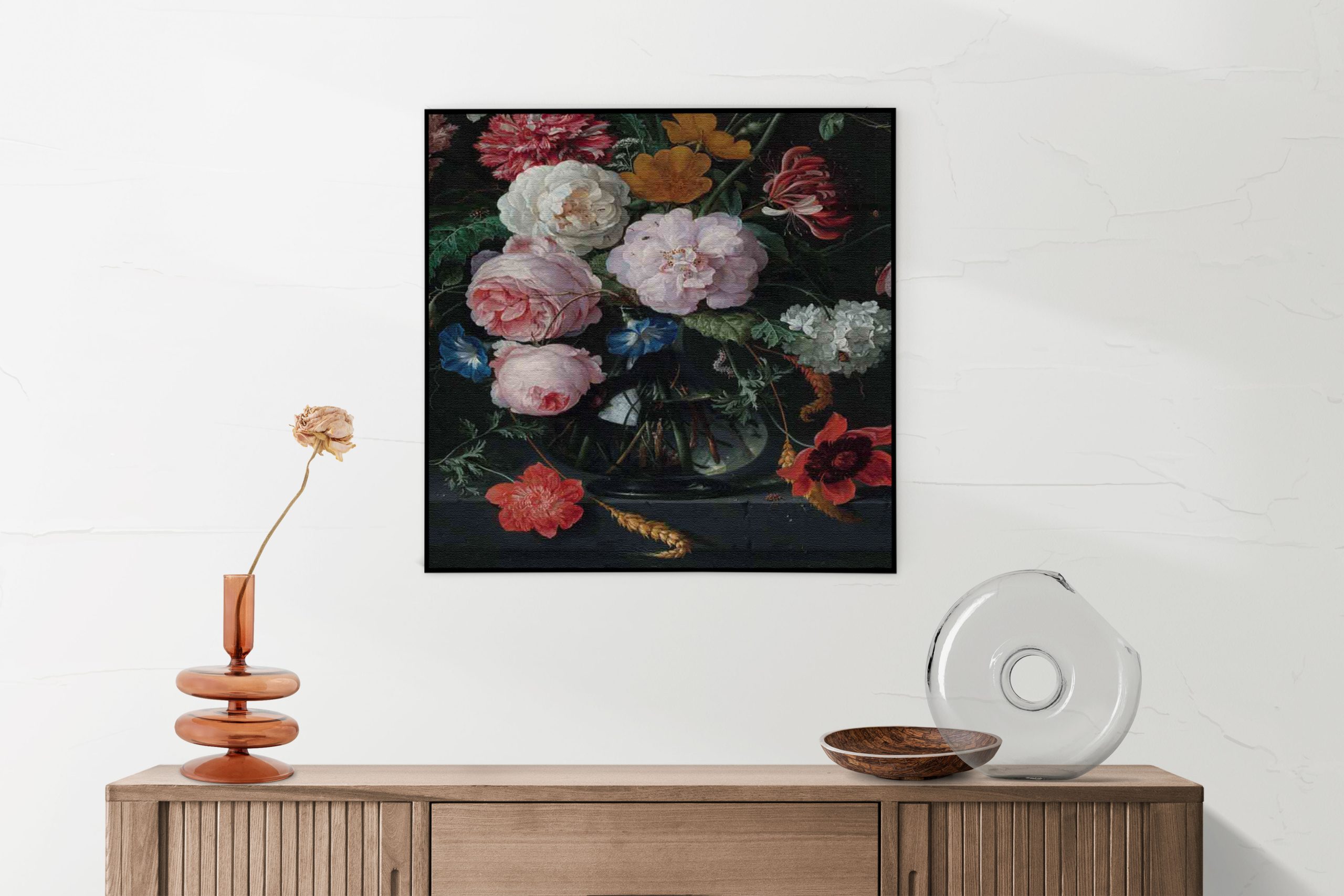 Akoestisch Schilderij Jan Davidsz Bloemen in een glazen vaas 1716 Vierkant Template Vierkant Rond OM 5 2 scaled 1