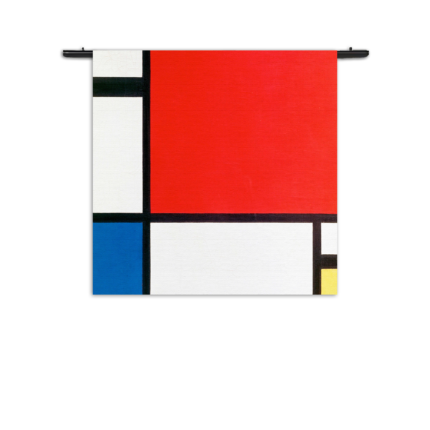 Wandkleed Mondriaan de rode rechthoek Rechthoek Vierkant